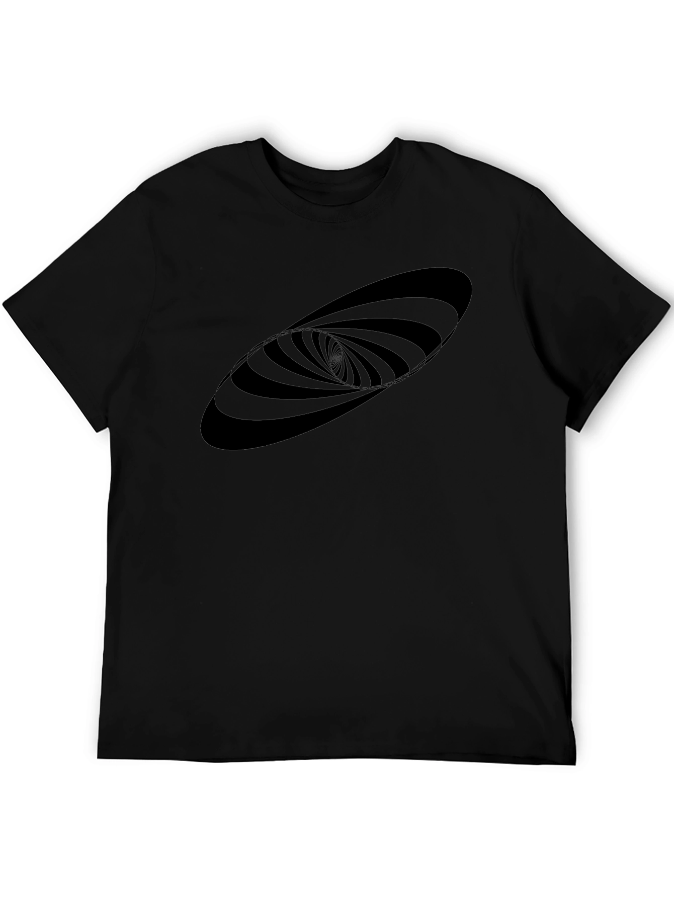 Hypnotic Swirl Graphic Tee - Black Cotton Blend Shirt