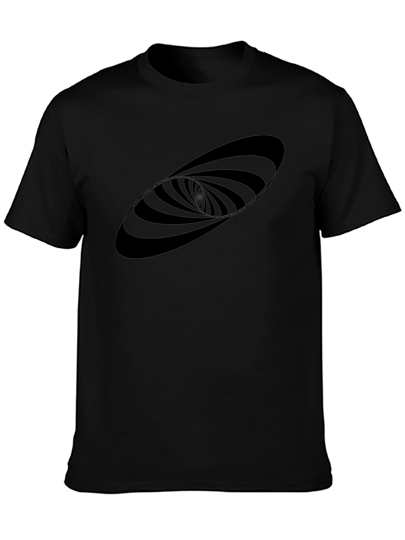 Hypnotic Swirl Graphic Tee - Black Cotton Blend Shirt