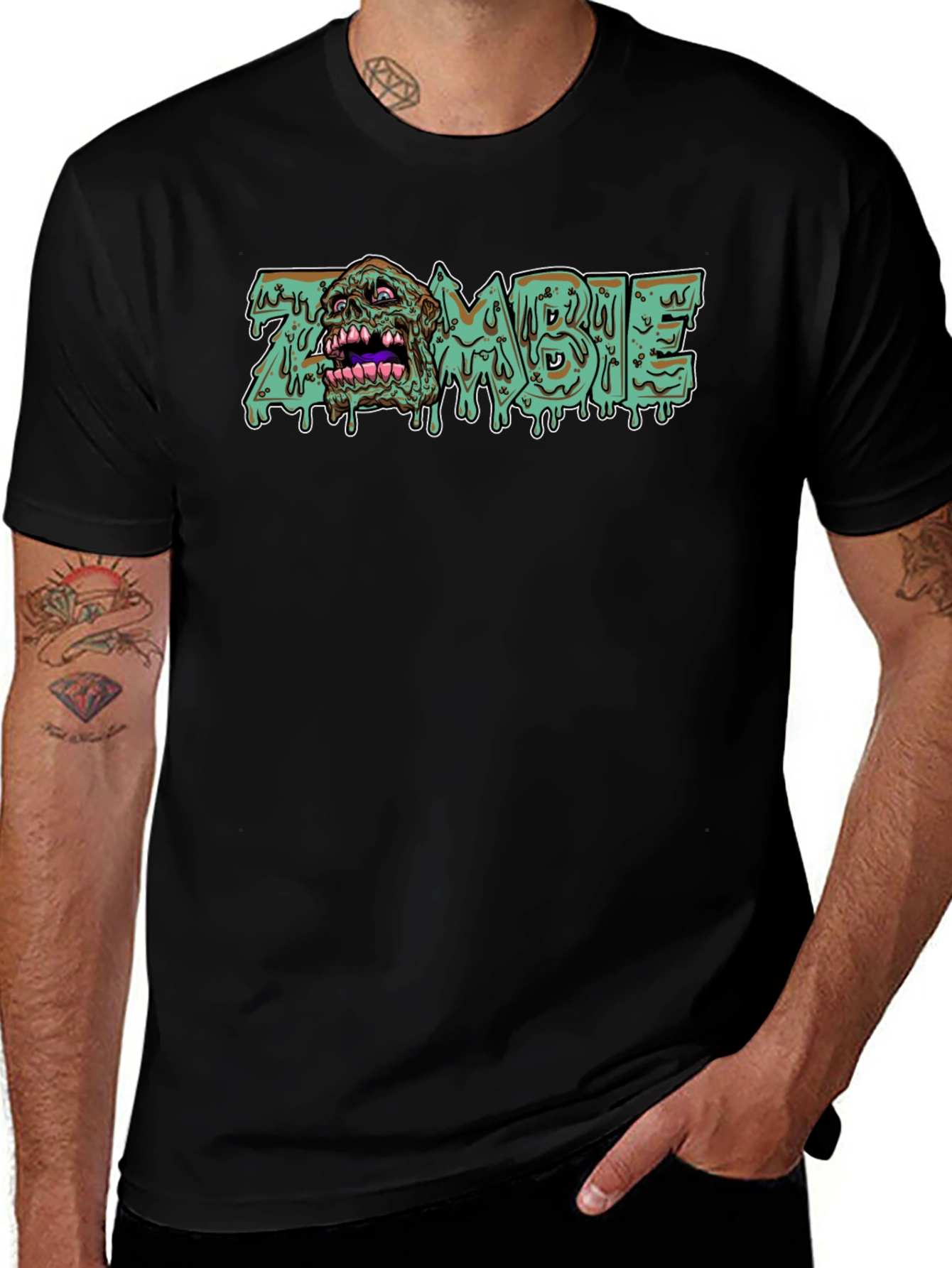 Zombie Graphic Print Crew Neck T-Shirt