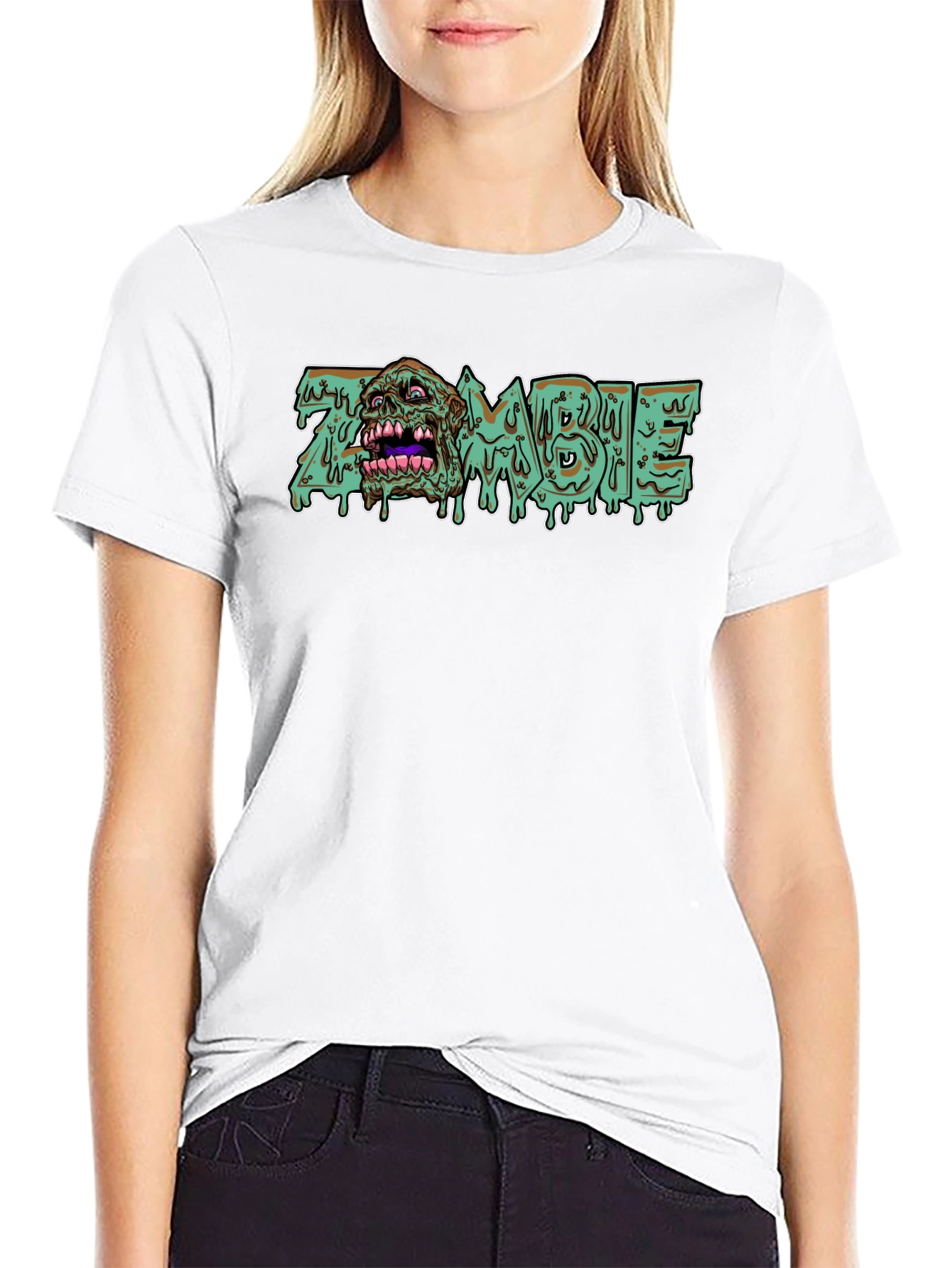 Zombie Graphic Print Crew Neck T-Shirt