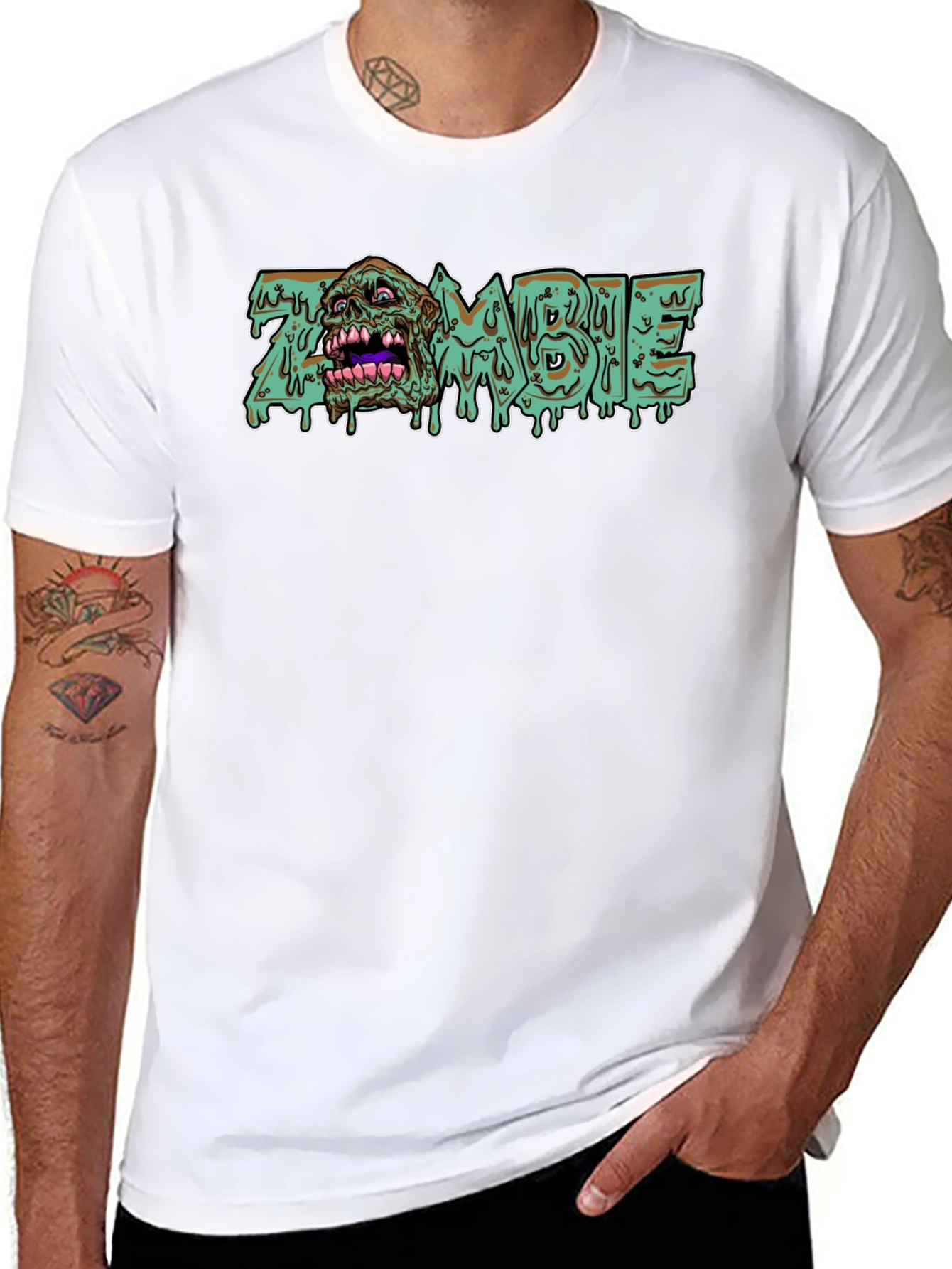 Zombie Graphic Print Crew Neck T-Shirt