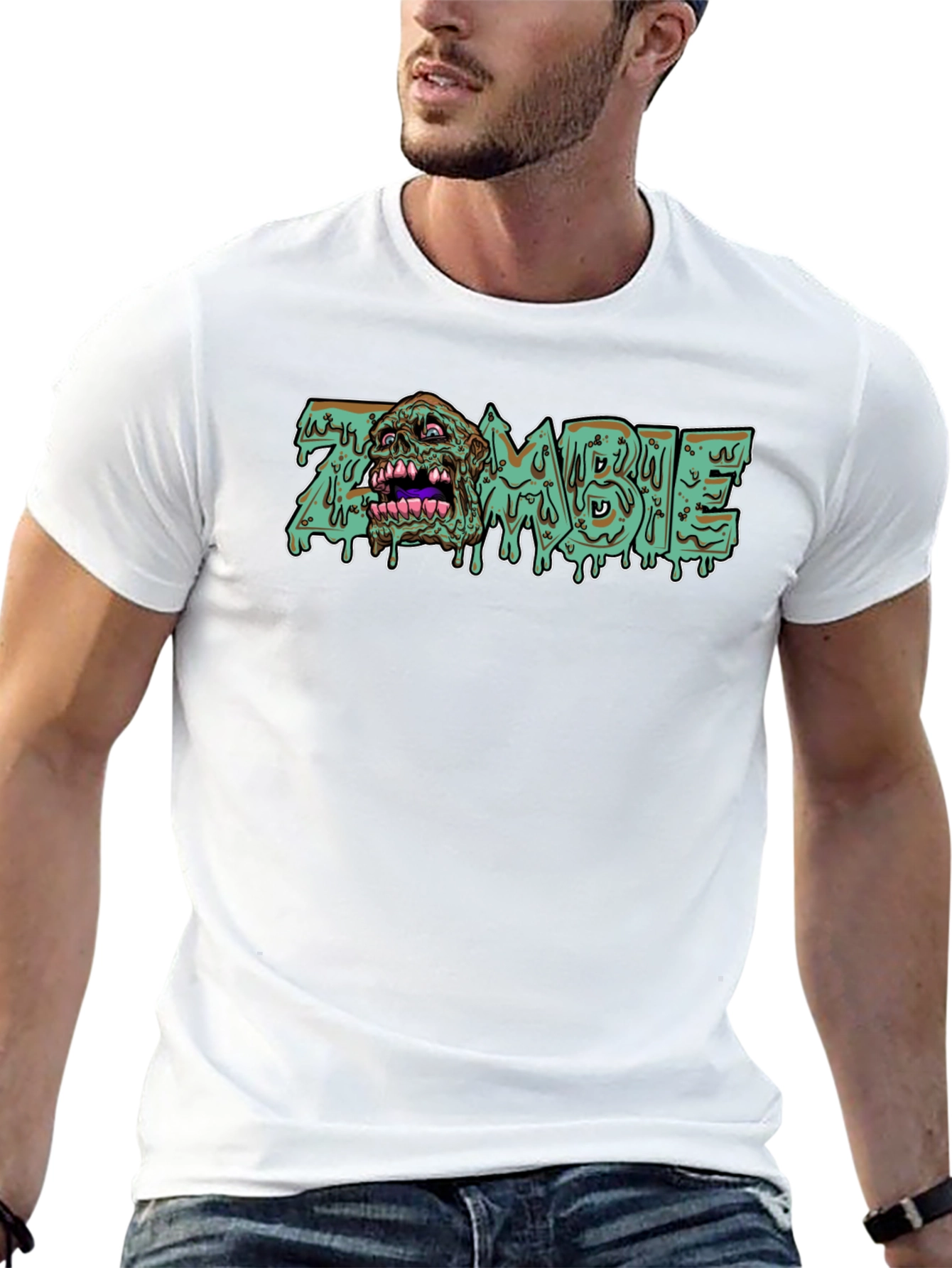 Zombie Graphic Print Crew Neck T-Shirt