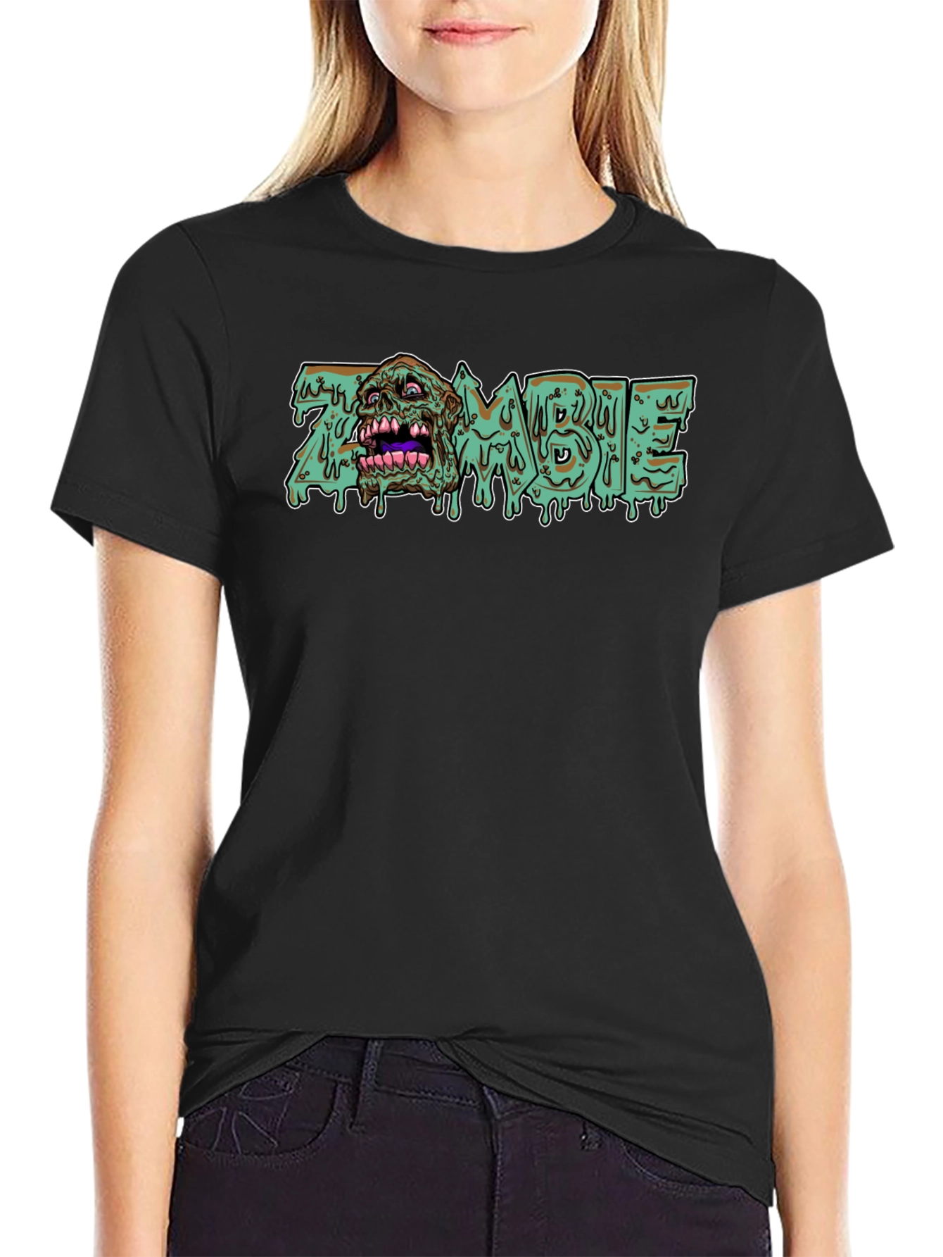 Zombie Graphic Print Crew Neck T-Shirt