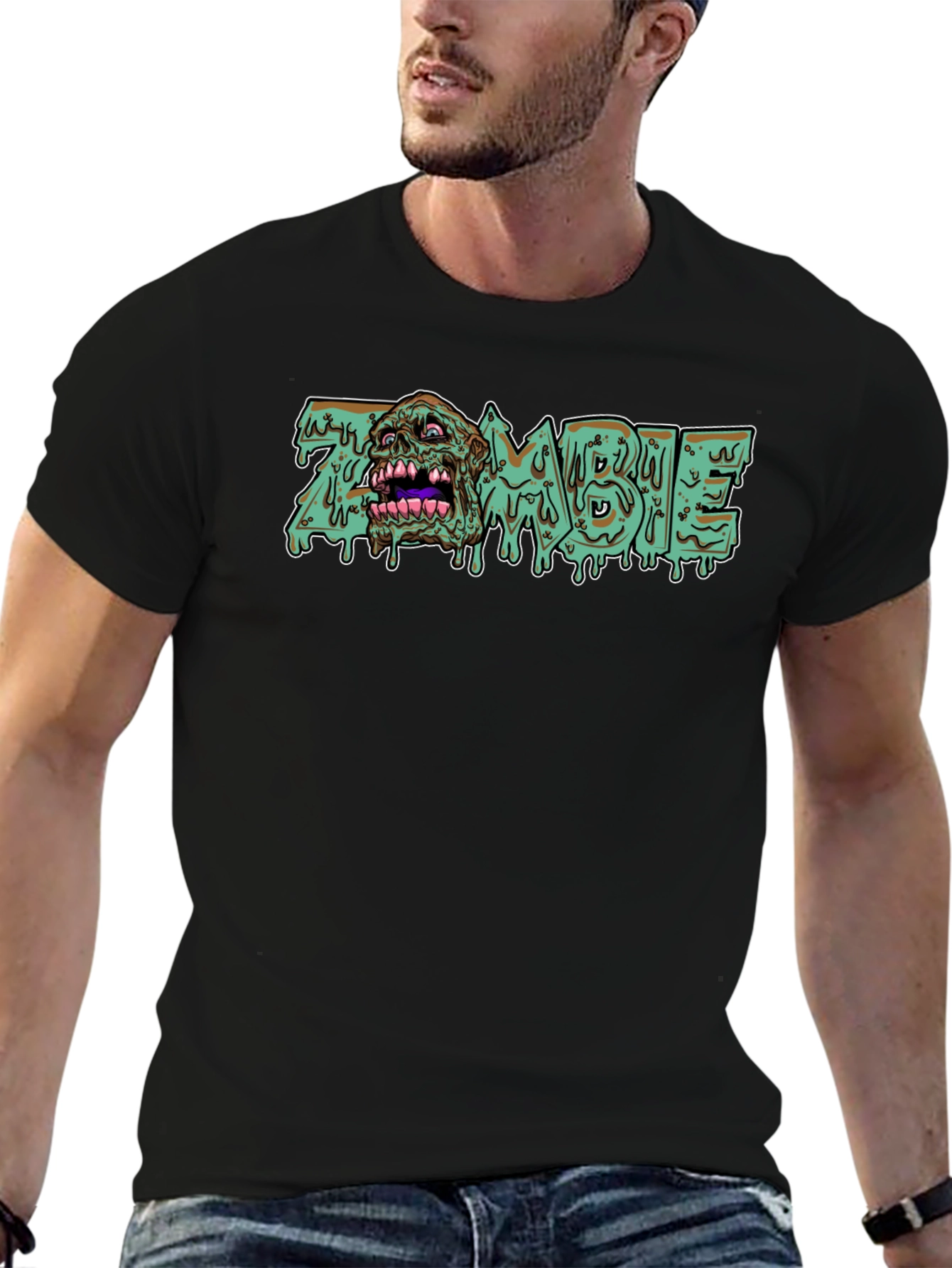 Zombie Graphic Print Crew Neck T-Shirt