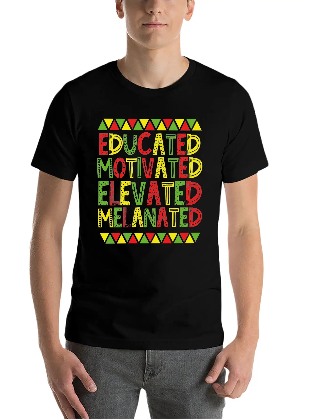 Educated Motivated Elevated Melanated African Unisex Casual T-Shirt – Clean Design For Daily Comfort