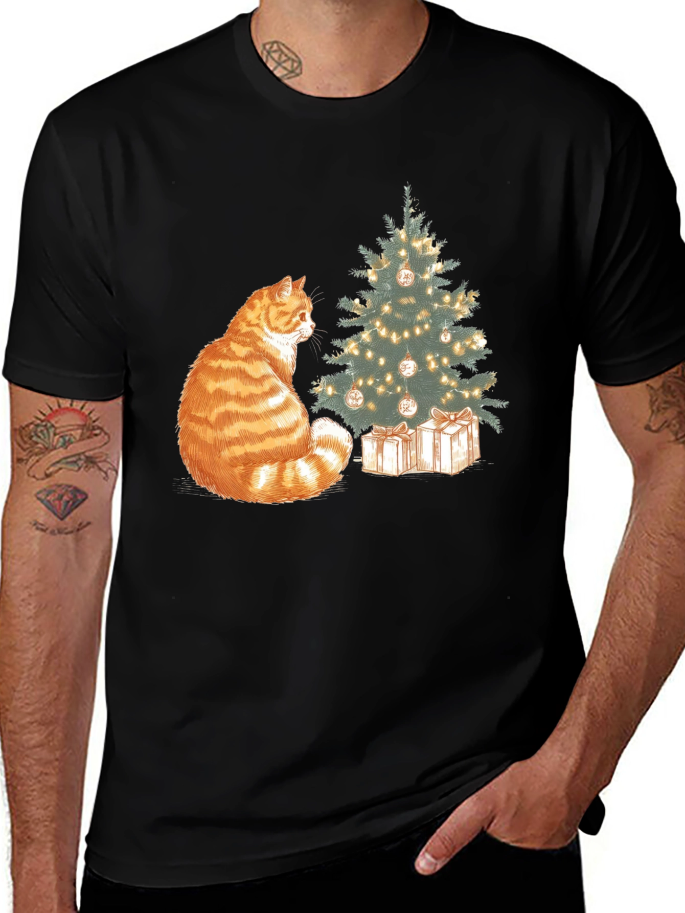 Festive Cat Christmas T-Shirt