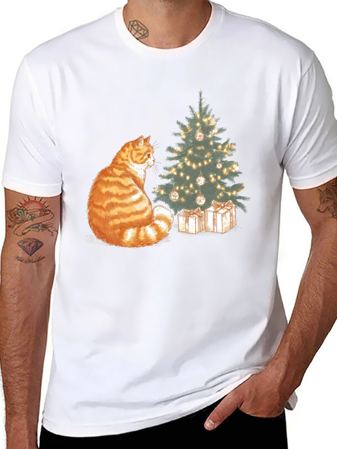 Festive Cat Christmas T-Shirt
