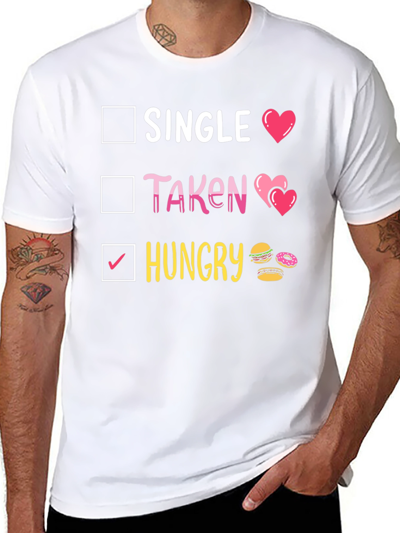 Single Taken Hungry T-Shirt Funny Foodie Tee