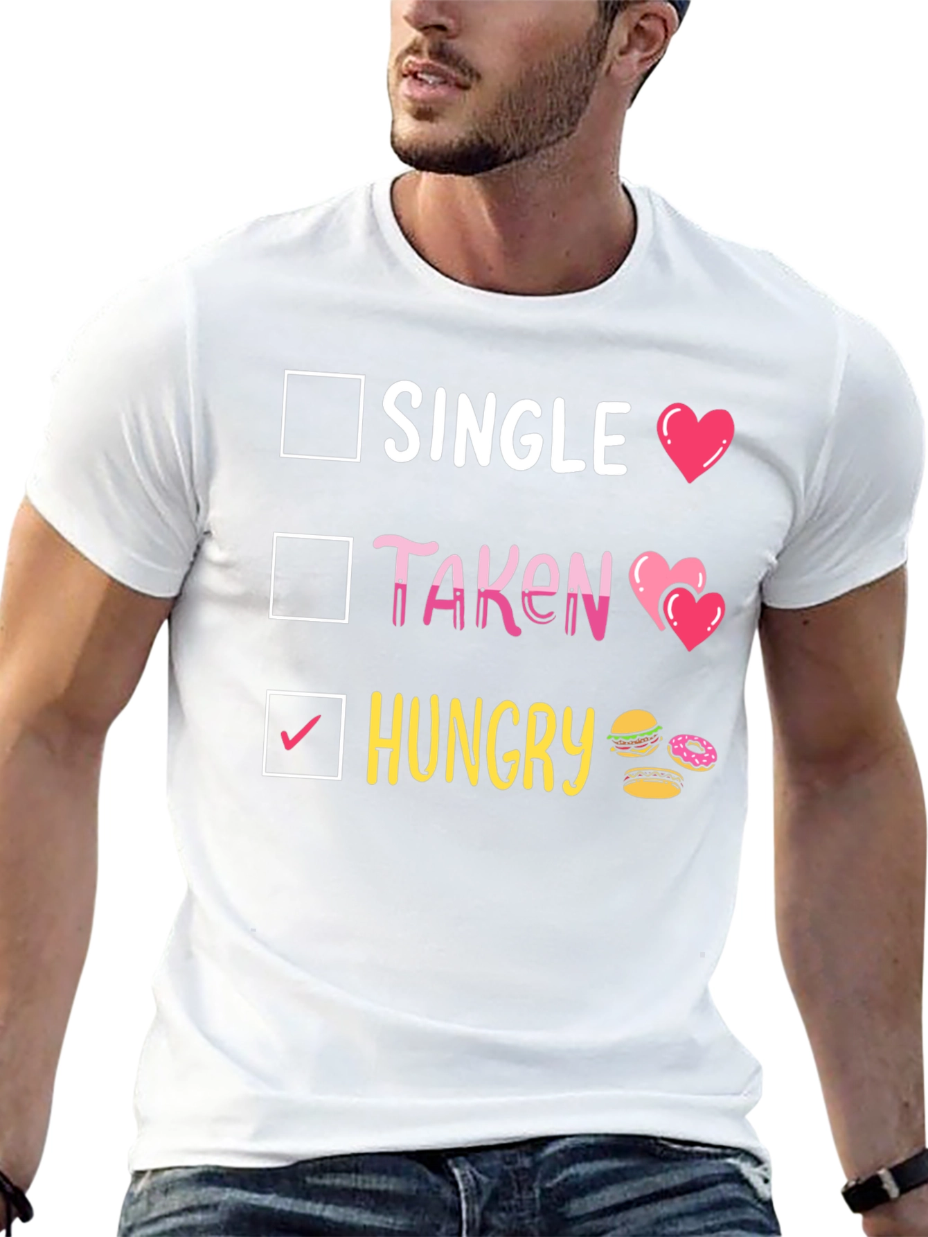 Single Taken Hungry T-Shirt Funny Foodie Tee