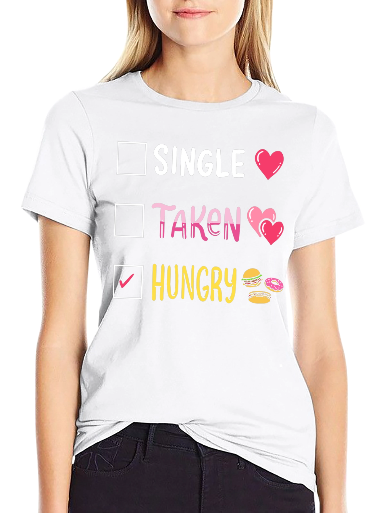 Single Taken Hungry T-Shirt Funny Foodie Tee
