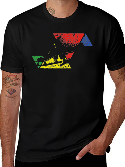 Abstract Graphic Print Mens Black T-Shirt