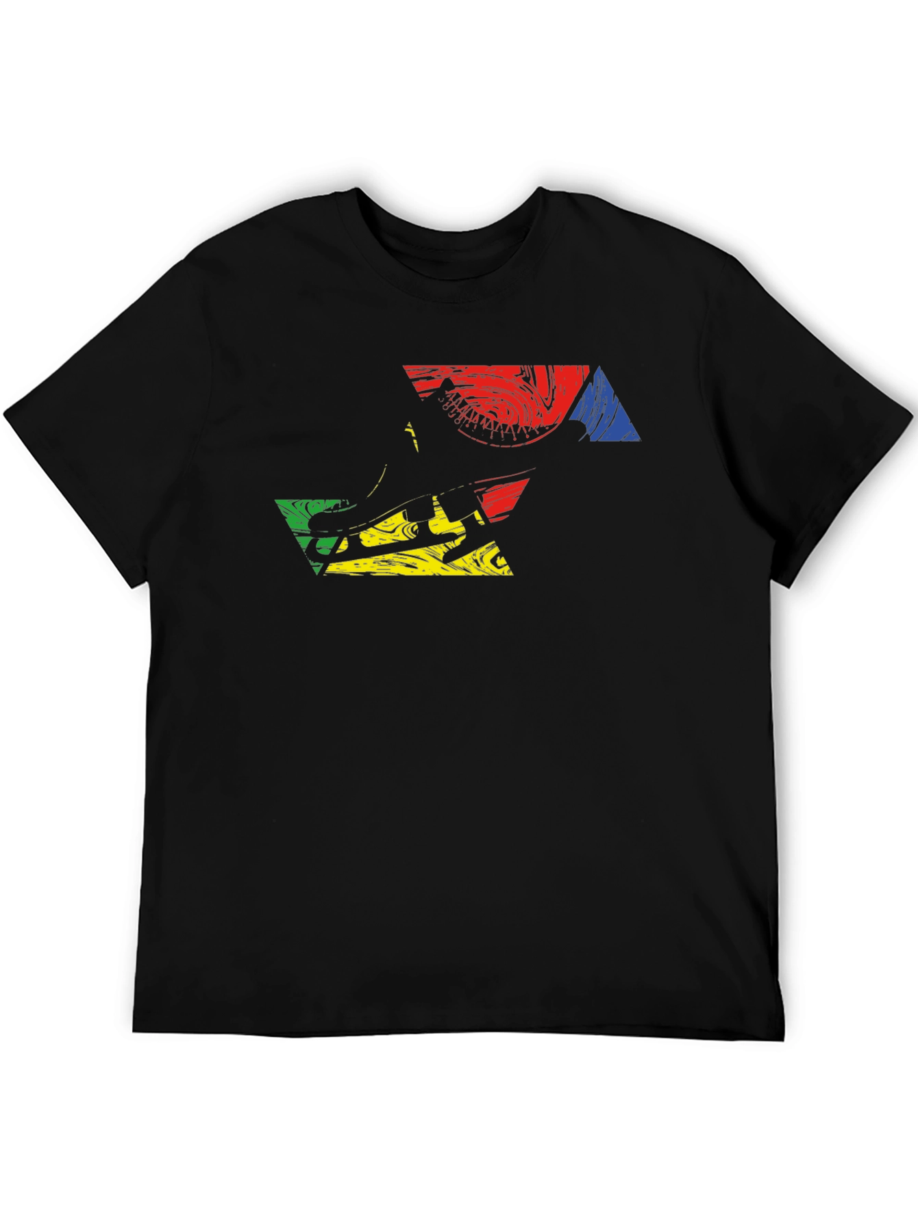 Abstract Graphic Print Mens Black T-Shirt