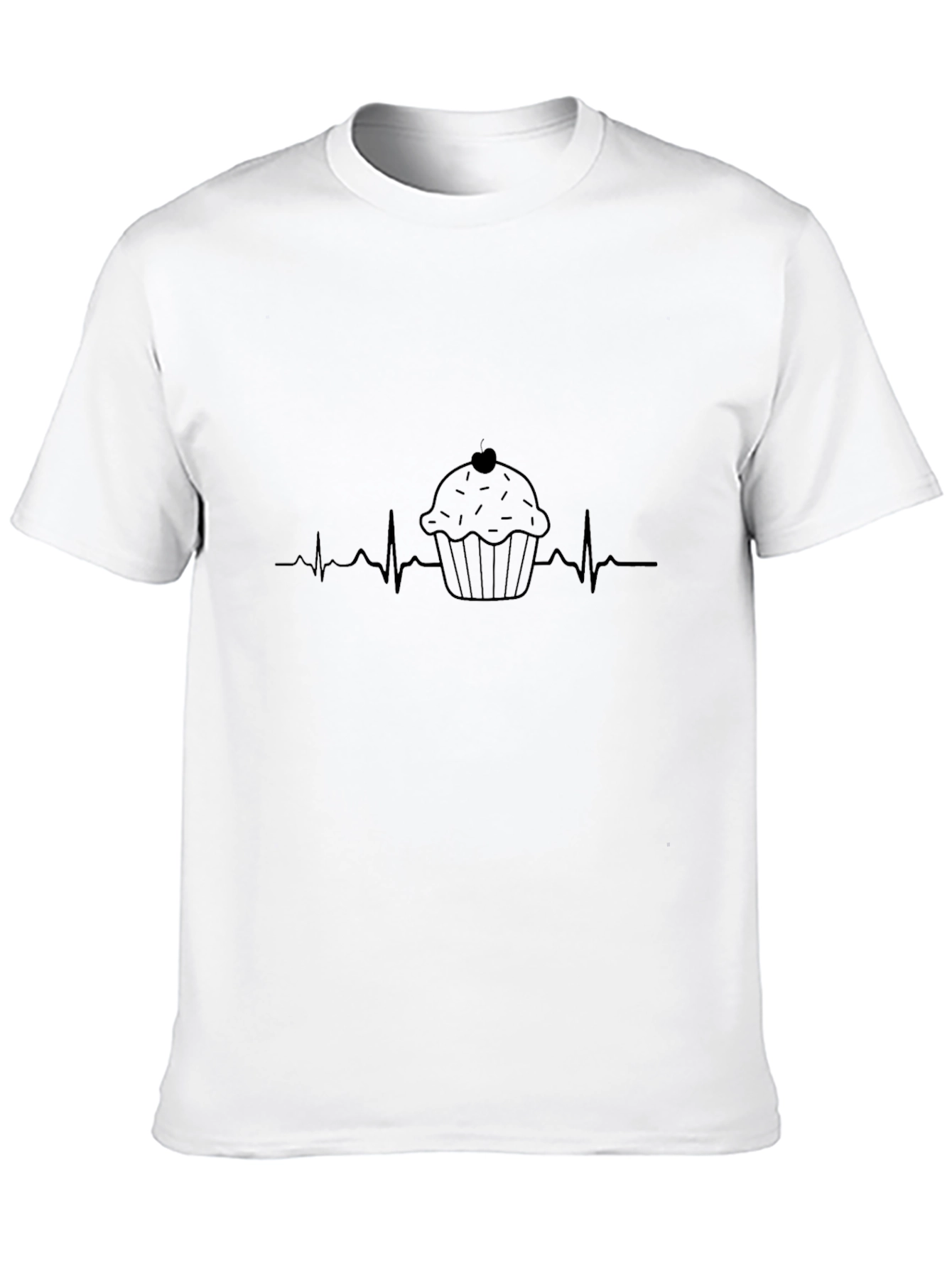 Cupcake Heartbeat Black T-Shirt