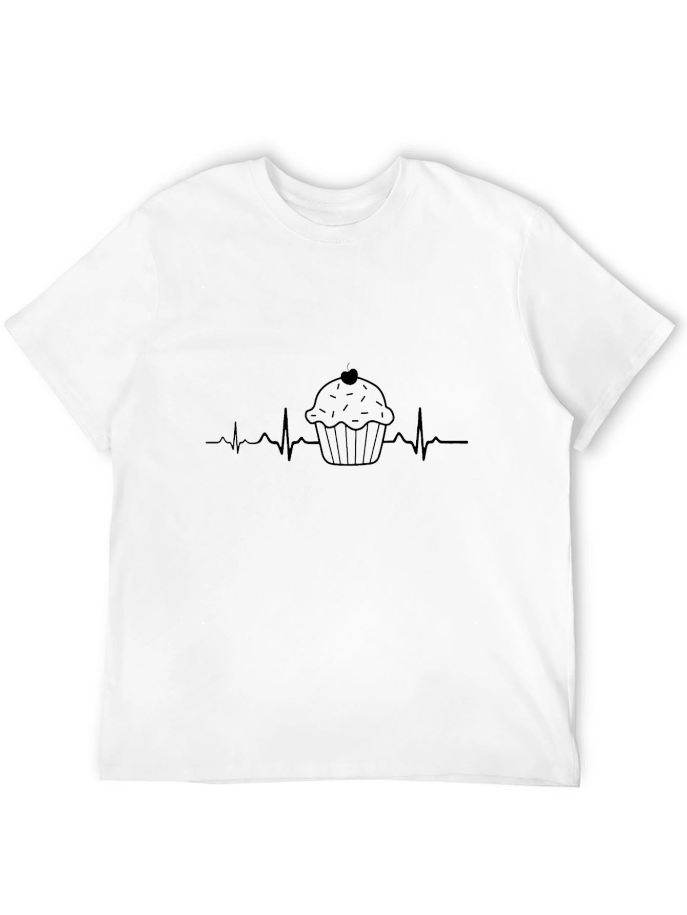 Cupcake Heartbeat Black T-Shirt