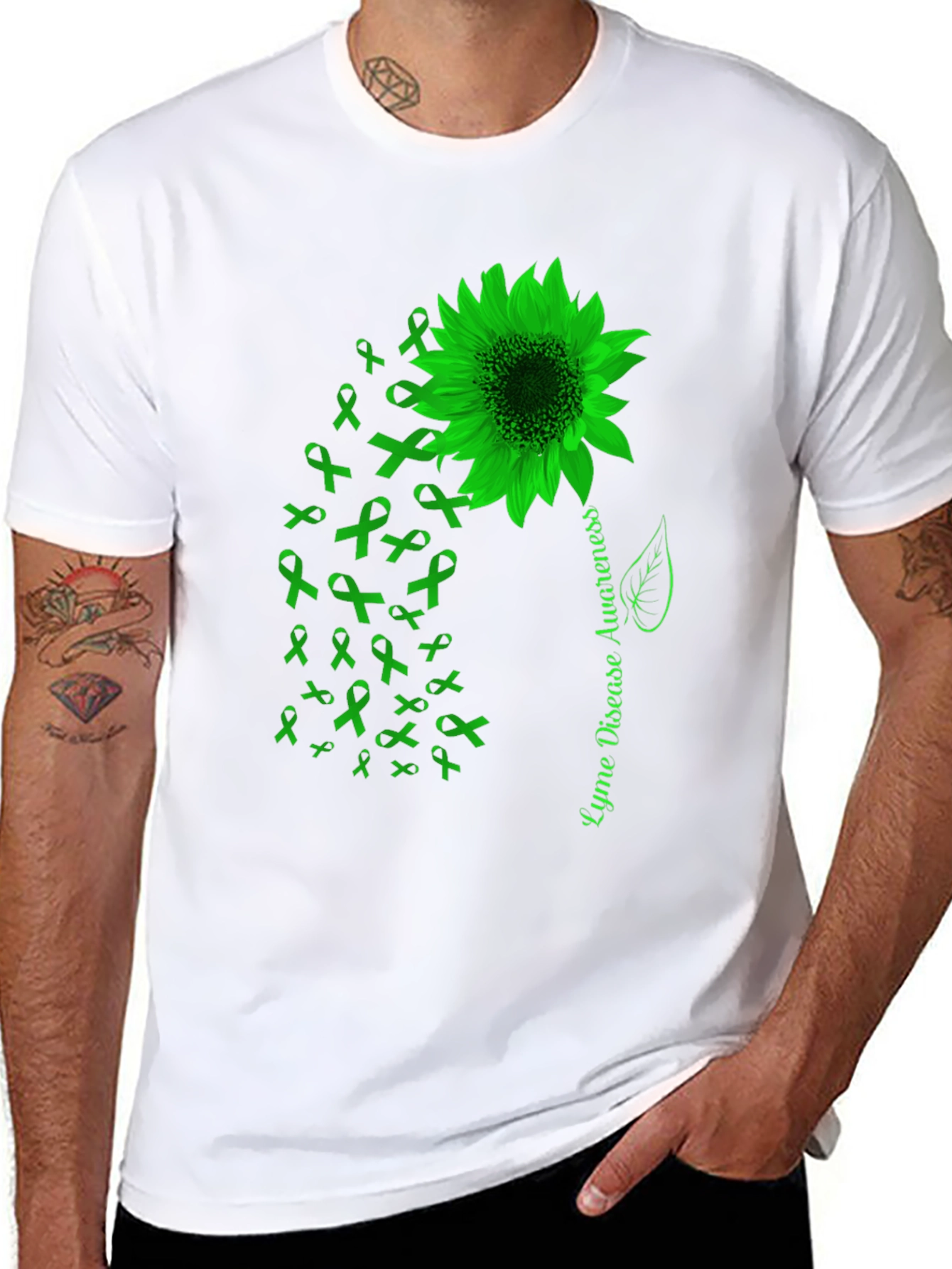 Lyme Disease Awareness Sunflower Ribbon T-Shirt