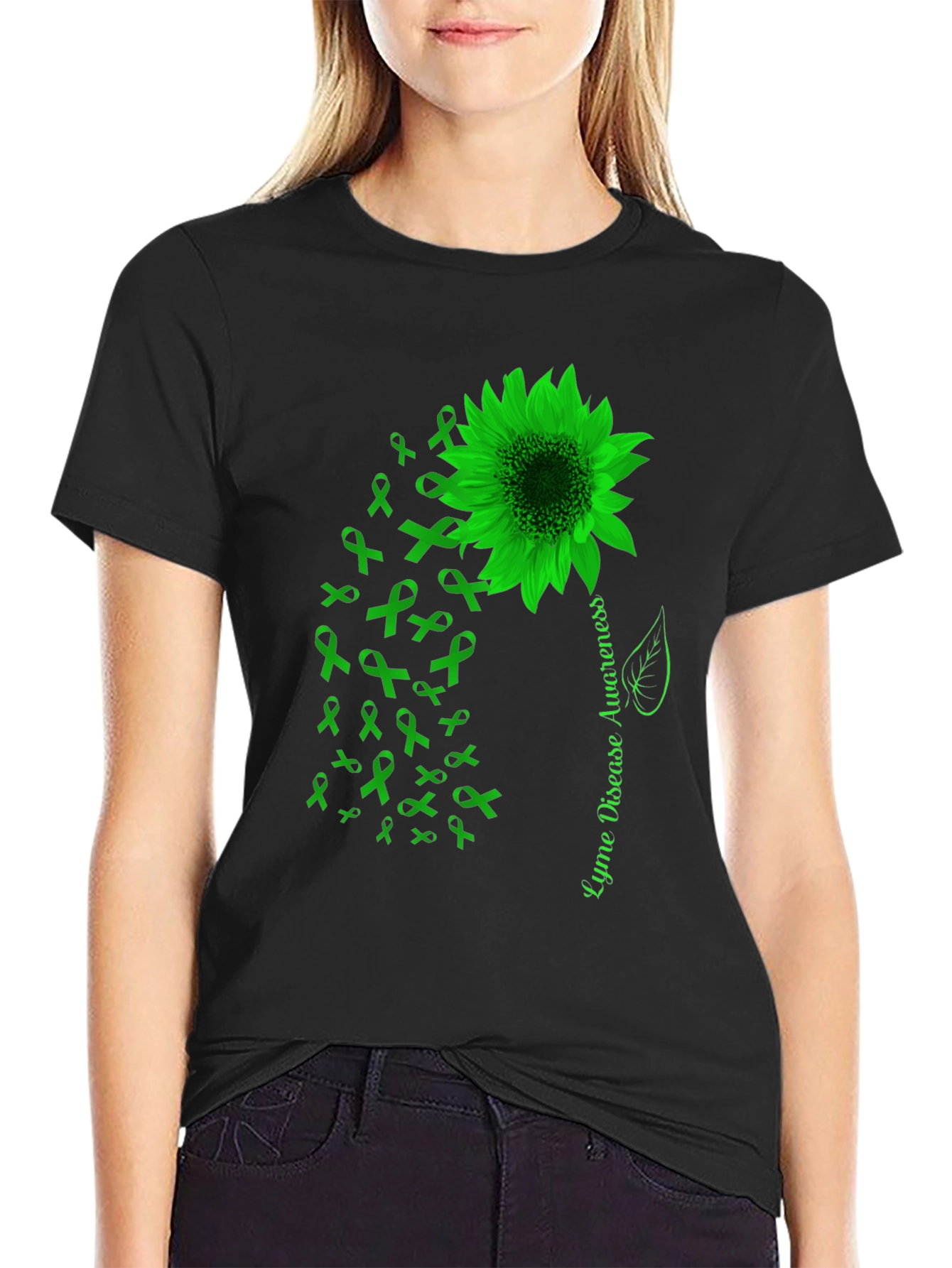 Lyme Disease Awareness Sunflower Ribbon T-Shirt