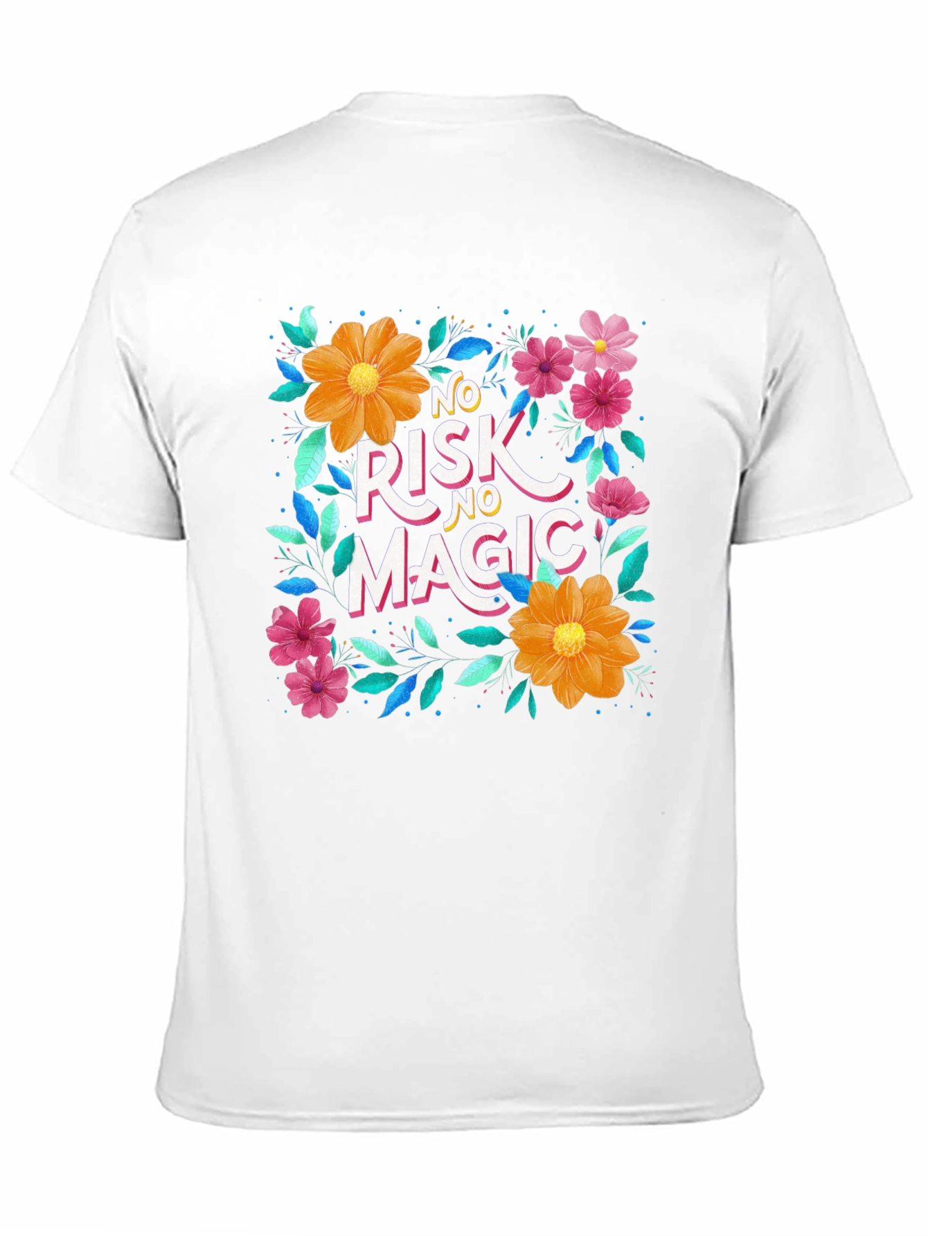 Floral No Risk No Magic Black Graphic T-Shirt