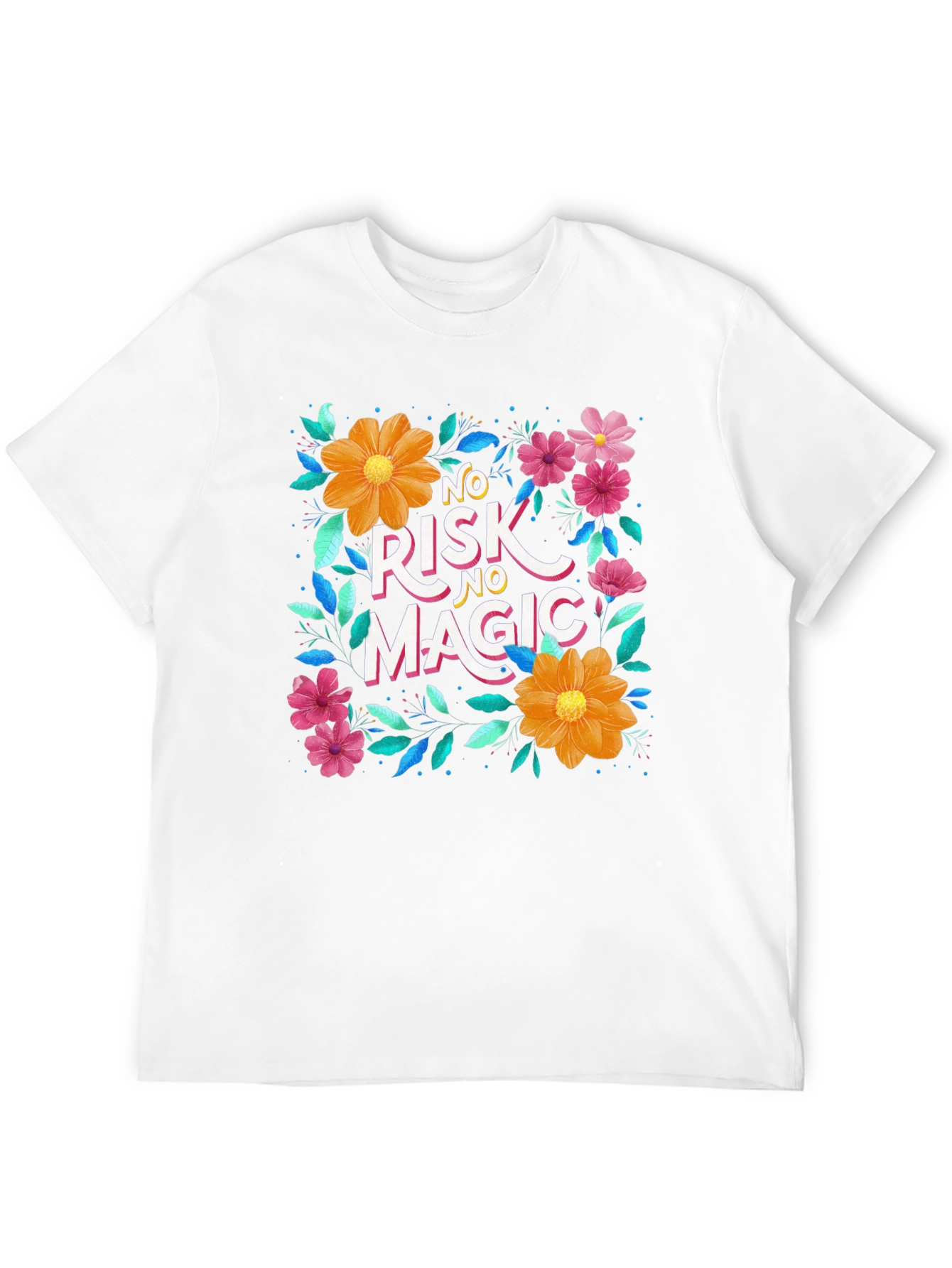 Floral No Risk No Magic Black Graphic T-Shirt