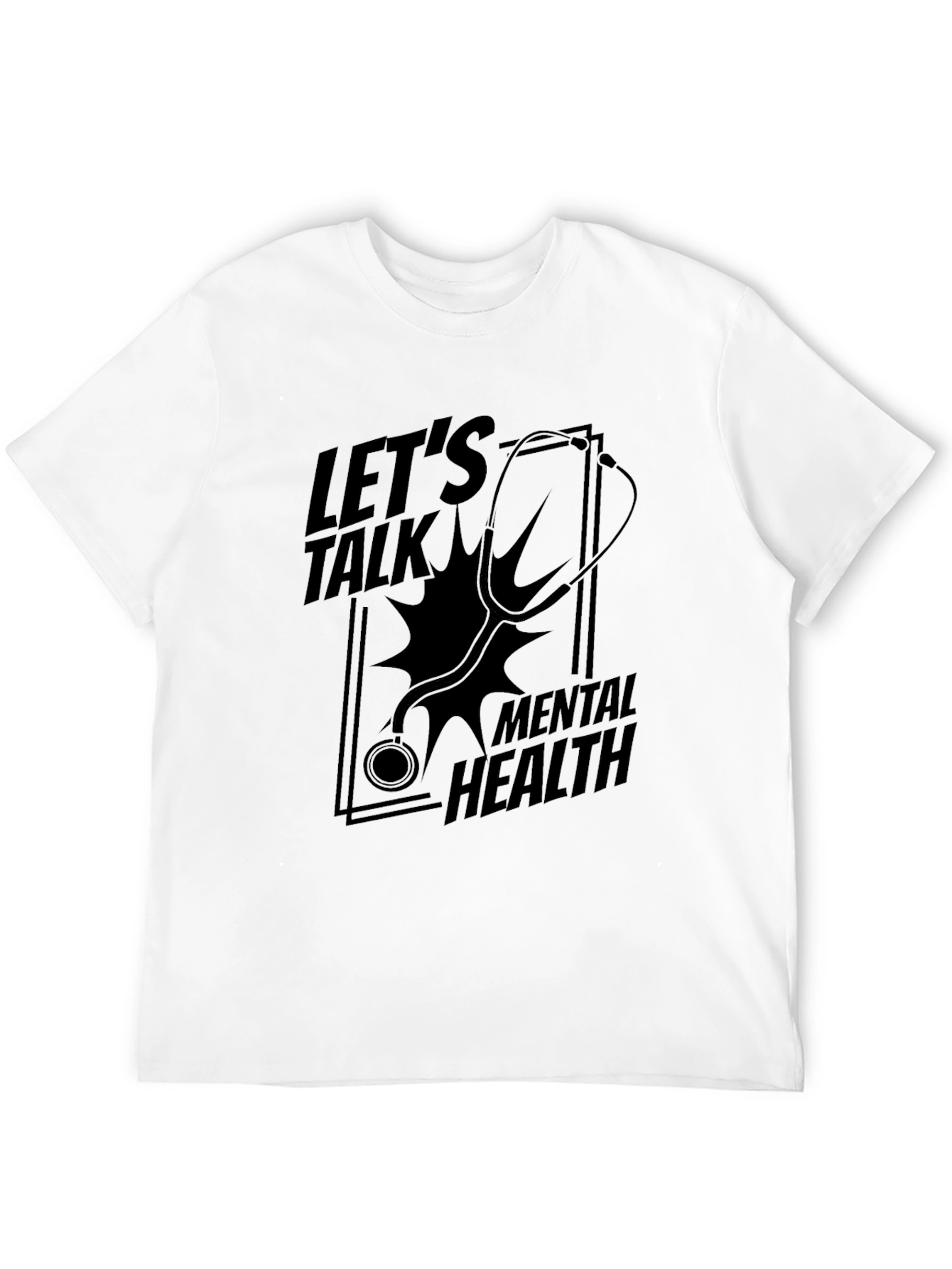 Lets Talk Mental Health Black Graphic T-Shirt