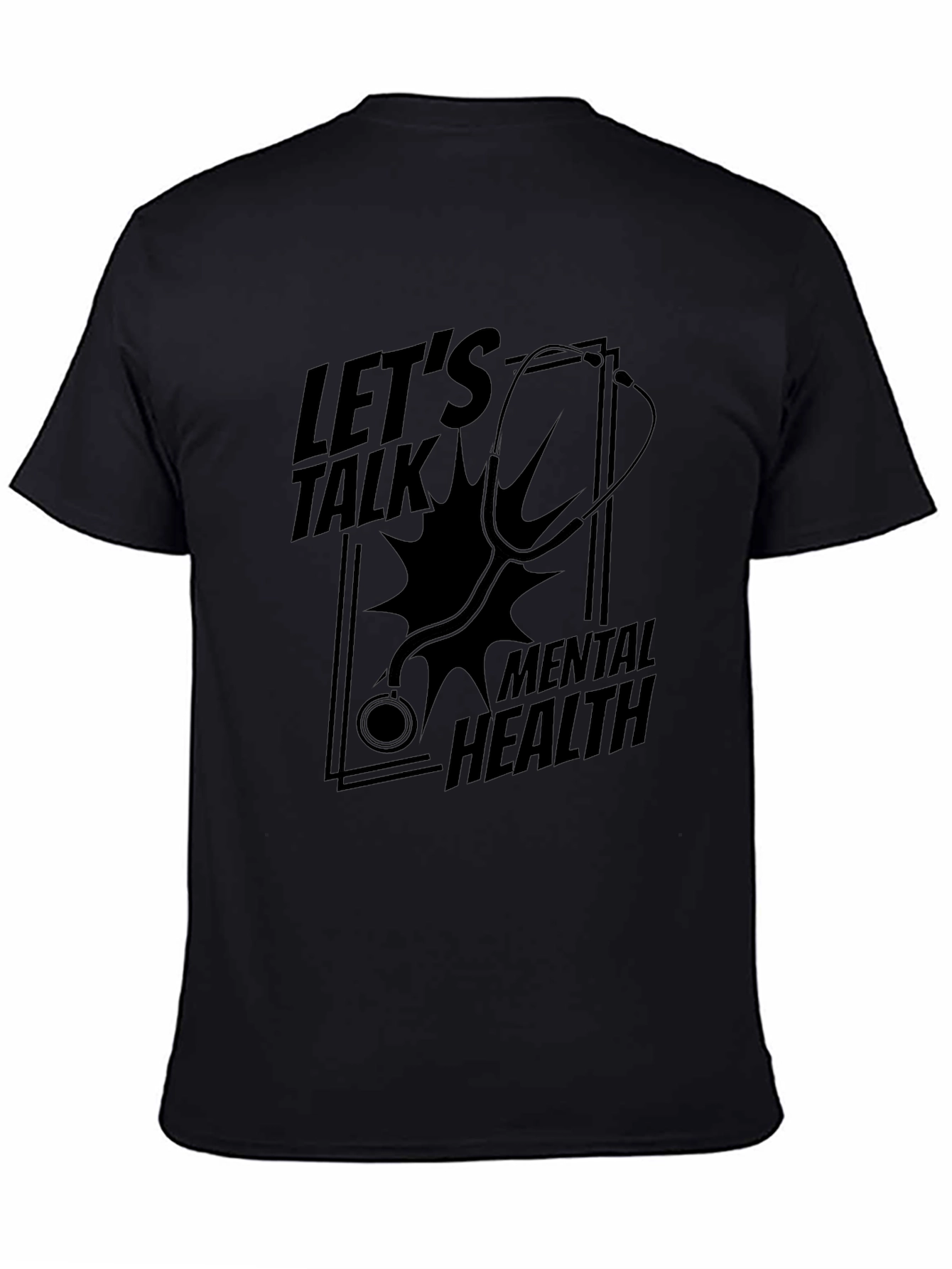 Lets Talk Mental Health Black Graphic T-Shirt