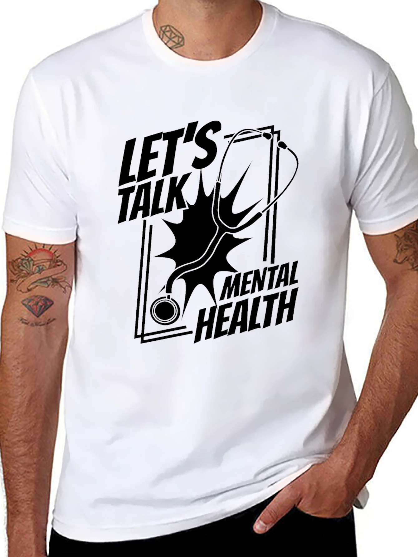 Lets Talk Mental Health Black Graphic T-Shirt
