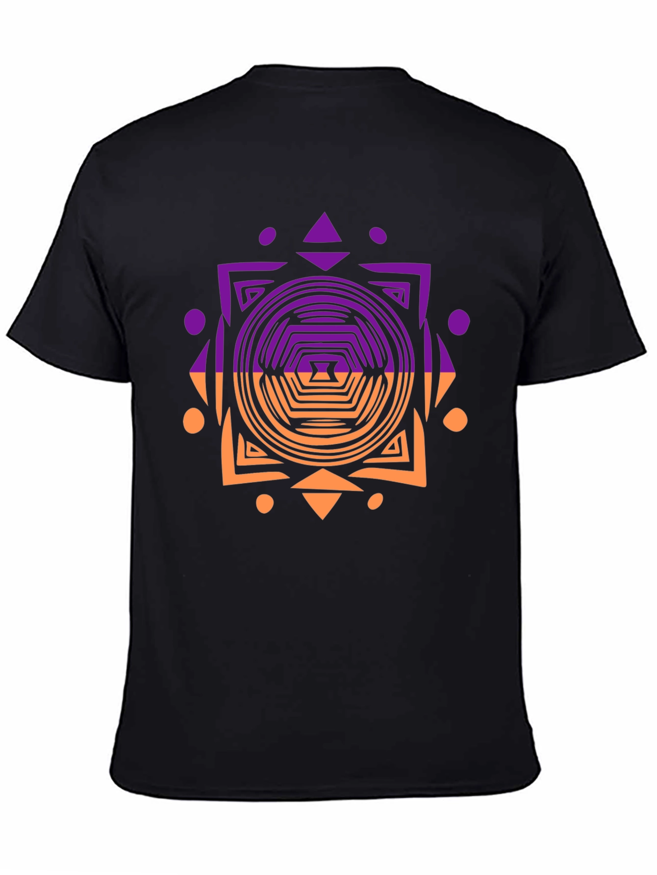 Geometric Patterned Mens Black T-Shirt