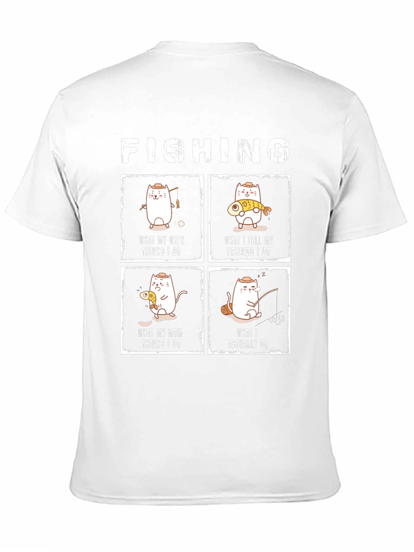 Funny Fishing Cat Graphic T-Shirt