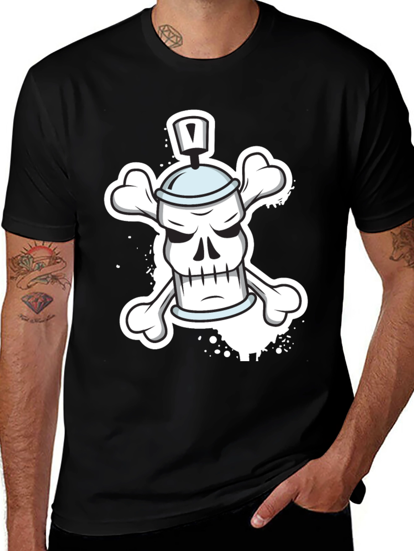 Spray Paint Skull Bones T-Shirt - Edgy Streetwear