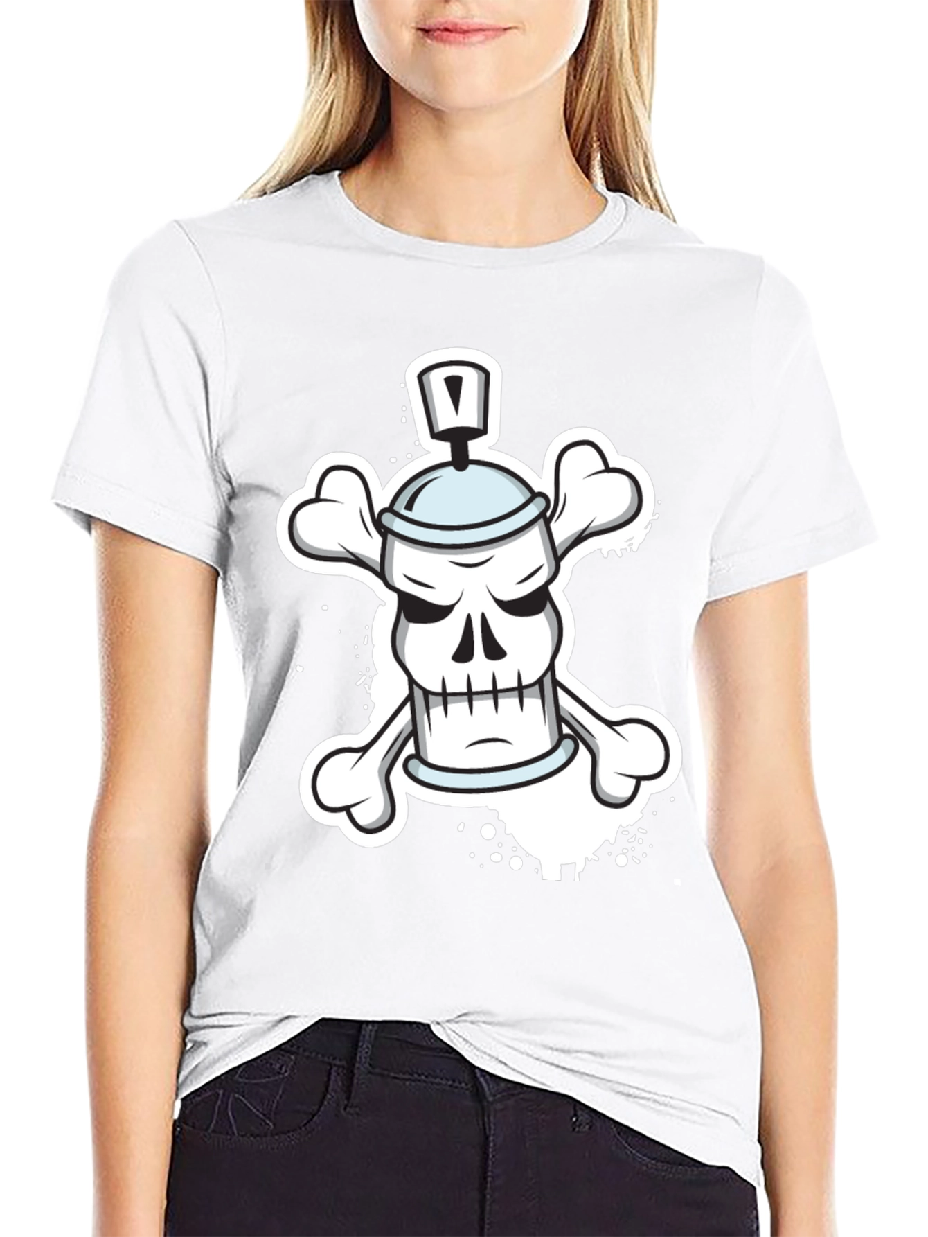 Spray Paint Skull Bones T-Shirt - Edgy Streetwear