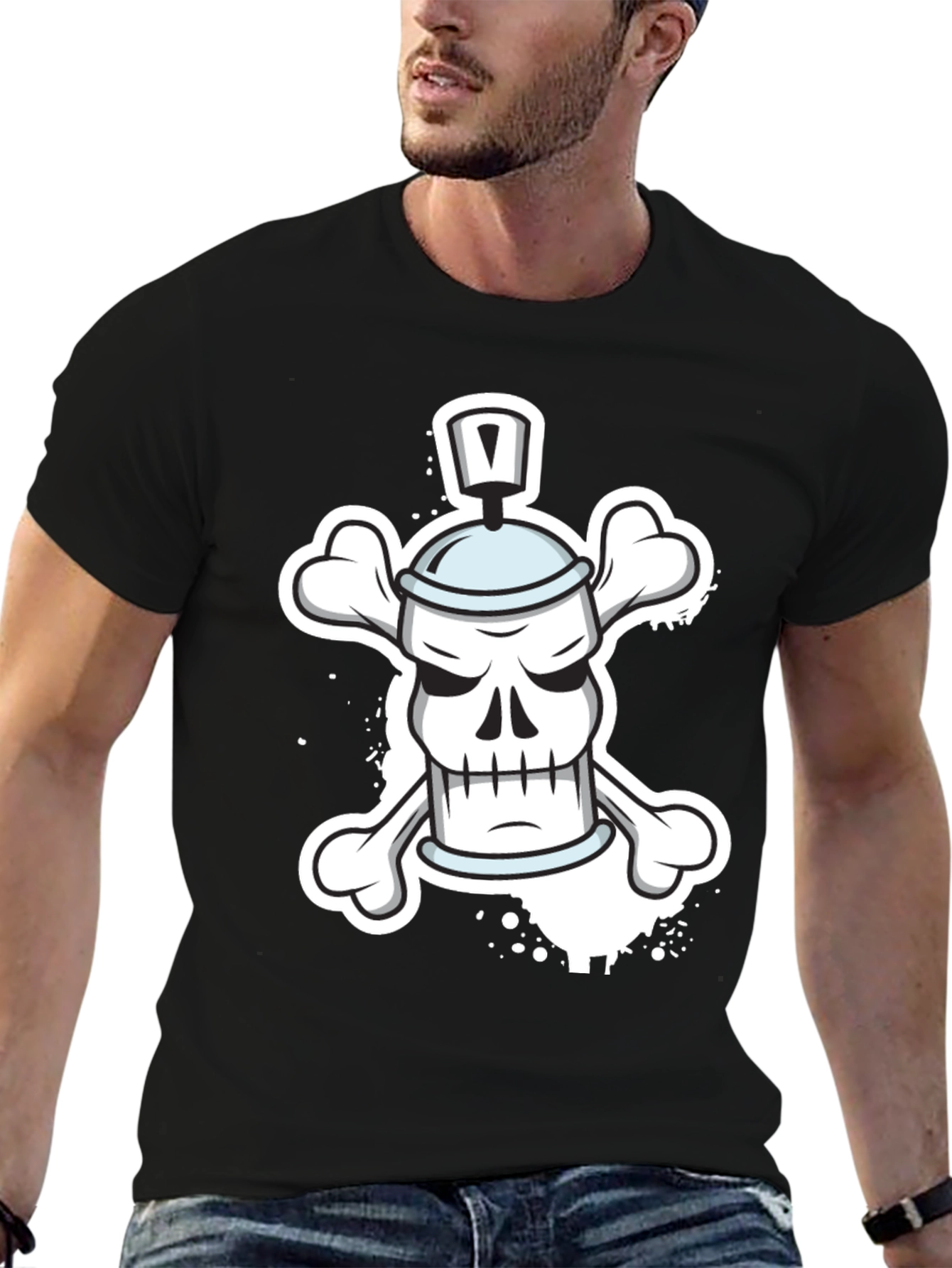 Spray Paint Skull Bones T-Shirt - Edgy Streetwear