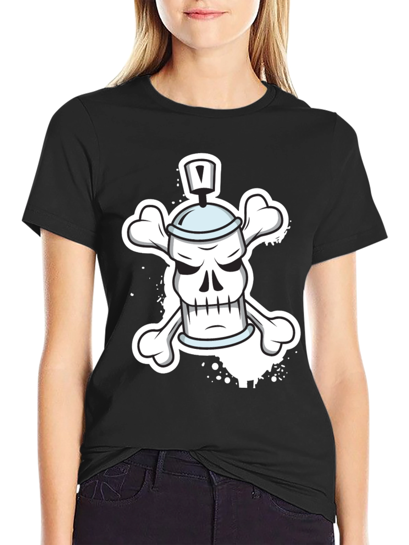 Spray Paint Skull Bones T-Shirt - Edgy Streetwear