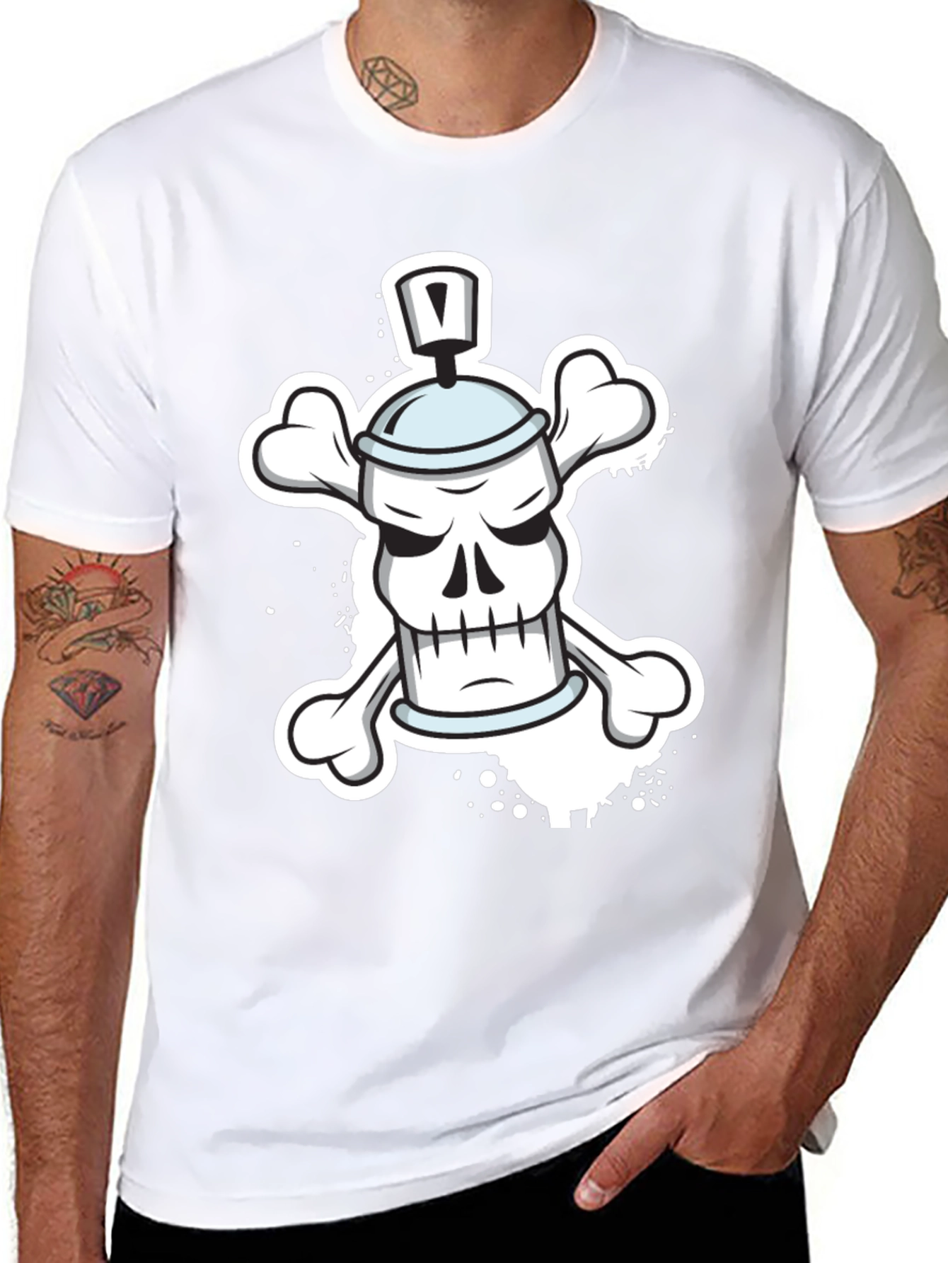Spray Paint Skull Bones T-Shirt - Edgy Streetwear