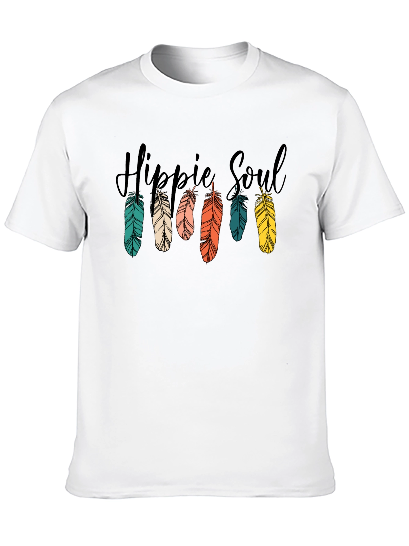 Hippie Soul Feather Graphic T-Shirt - Black