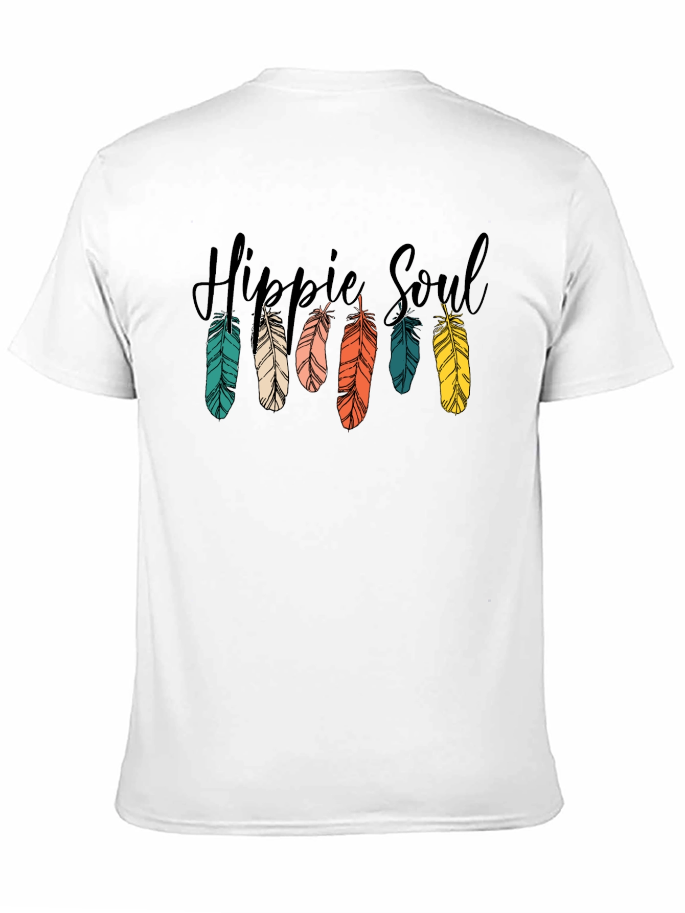 Hippie Soul Feather Graphic T-Shirt - Black