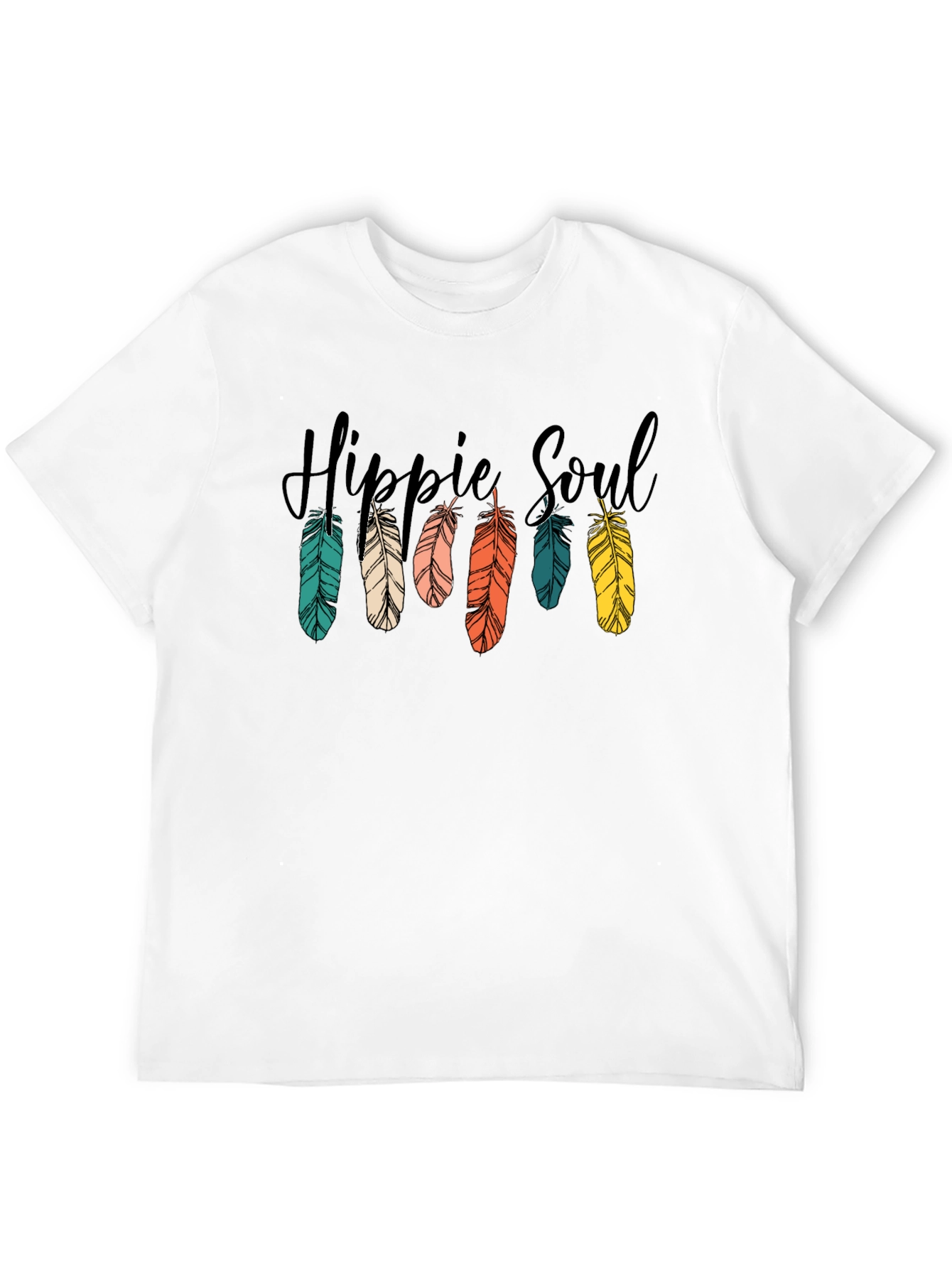 Hippie Soul Feather Graphic T-Shirt - Black