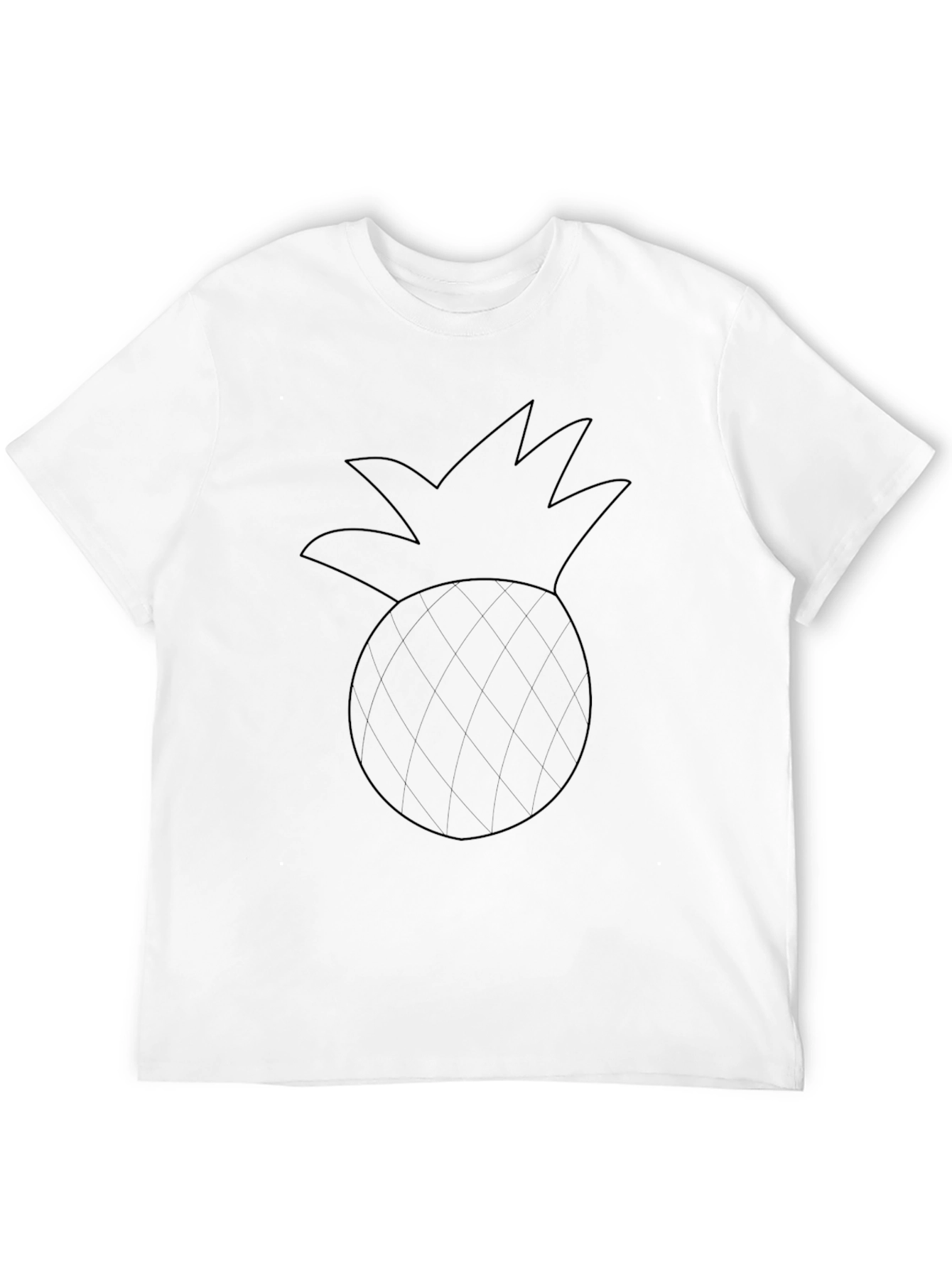 Mens Black T-Shirt with Pineapple Outline Graphic