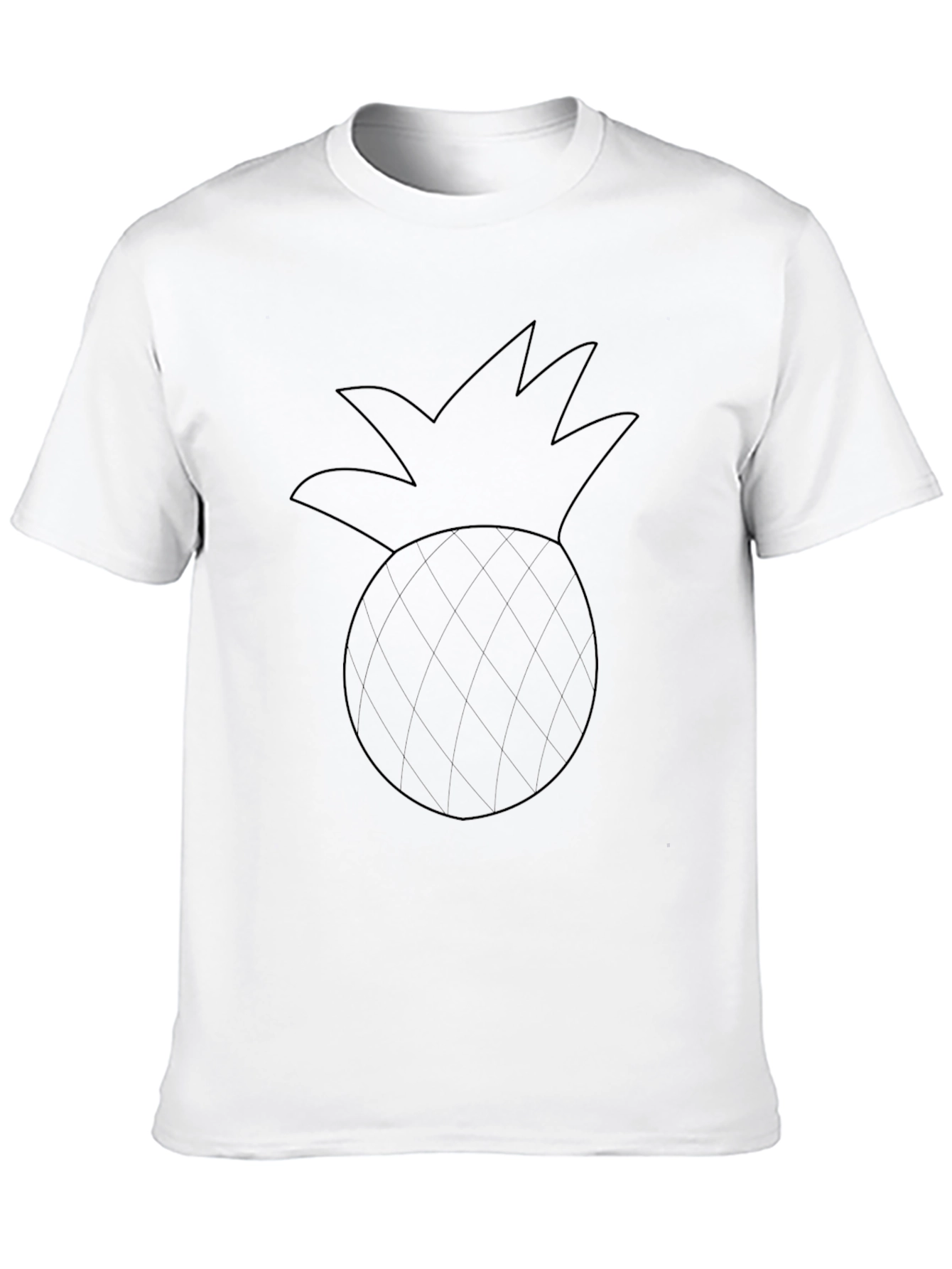 Mens Black T-Shirt with Pineapple Outline Graphic