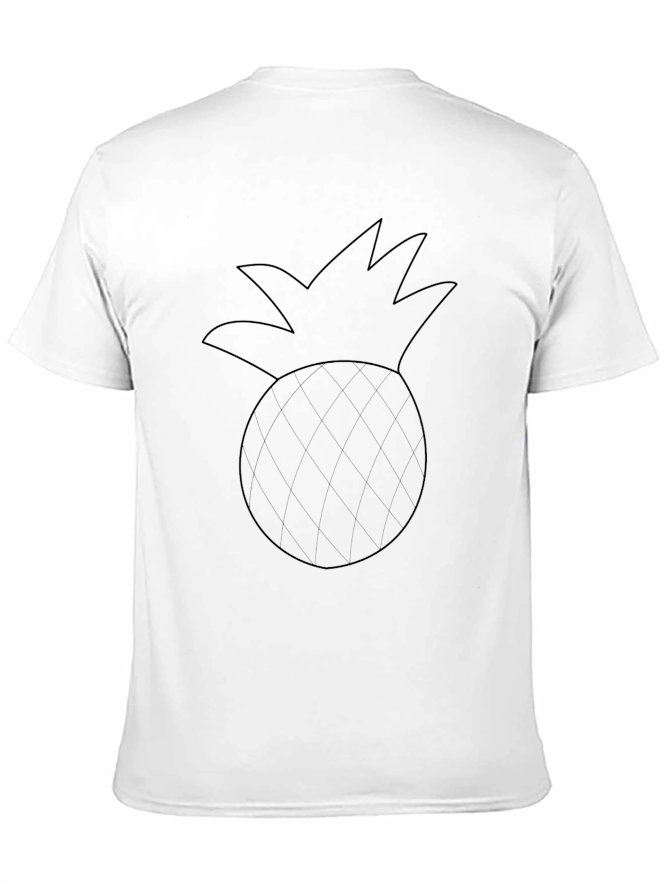Mens Black T-Shirt with Pineapple Outline Graphic