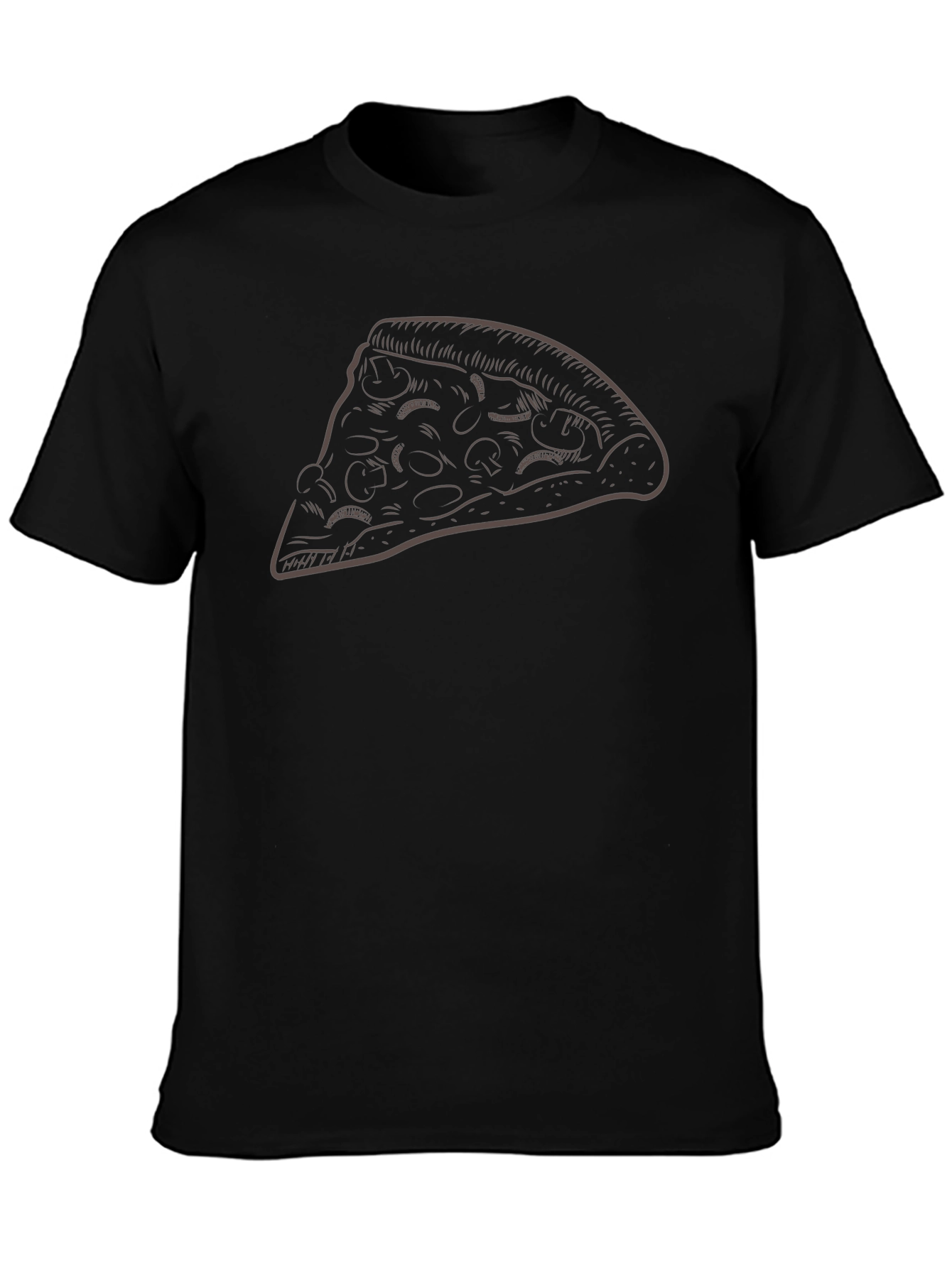 Pizza Slice Graphic Tee - Casual Black T-Shirt