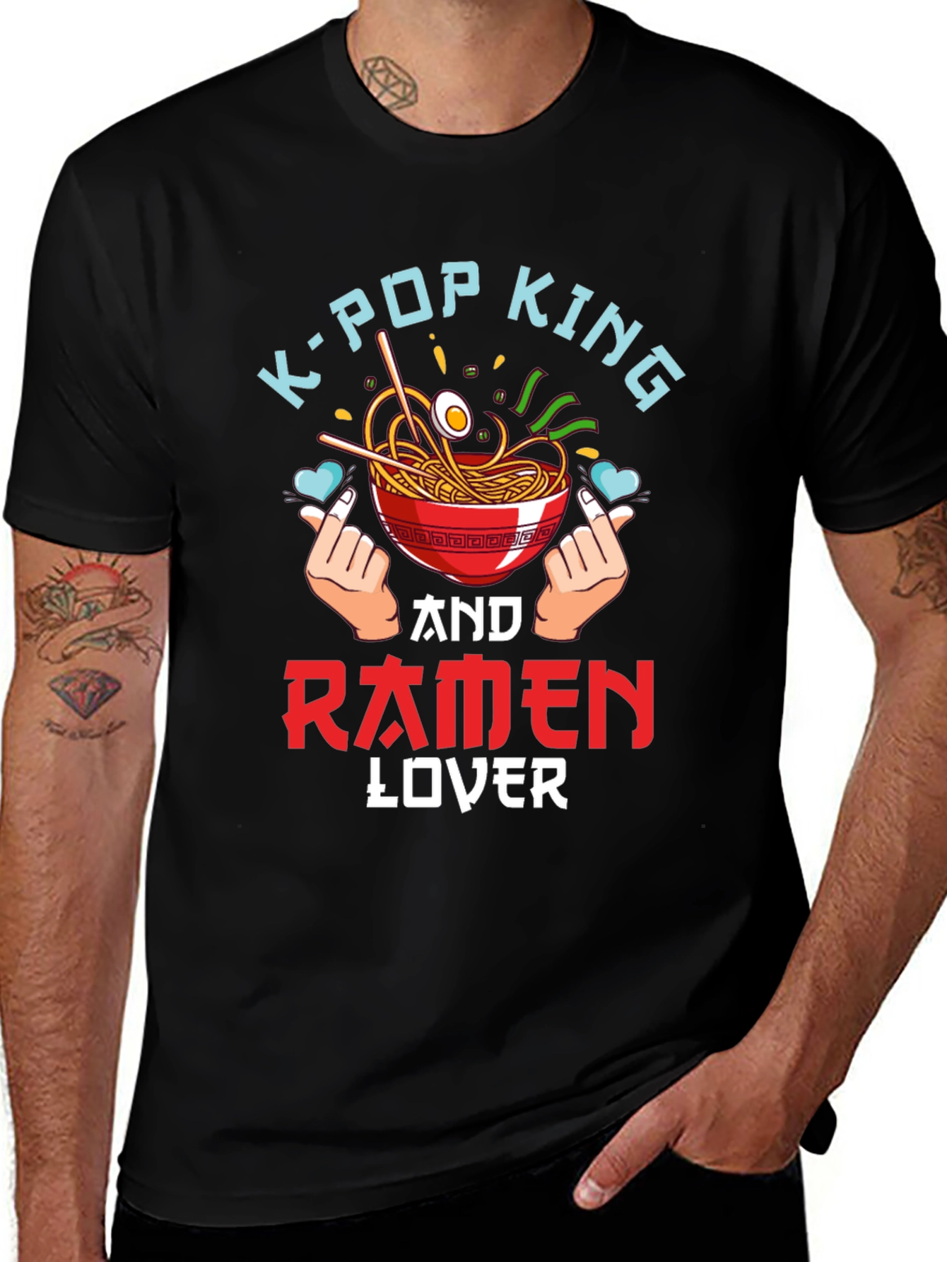K-Pop King Ramen Lover Black T-Shirt