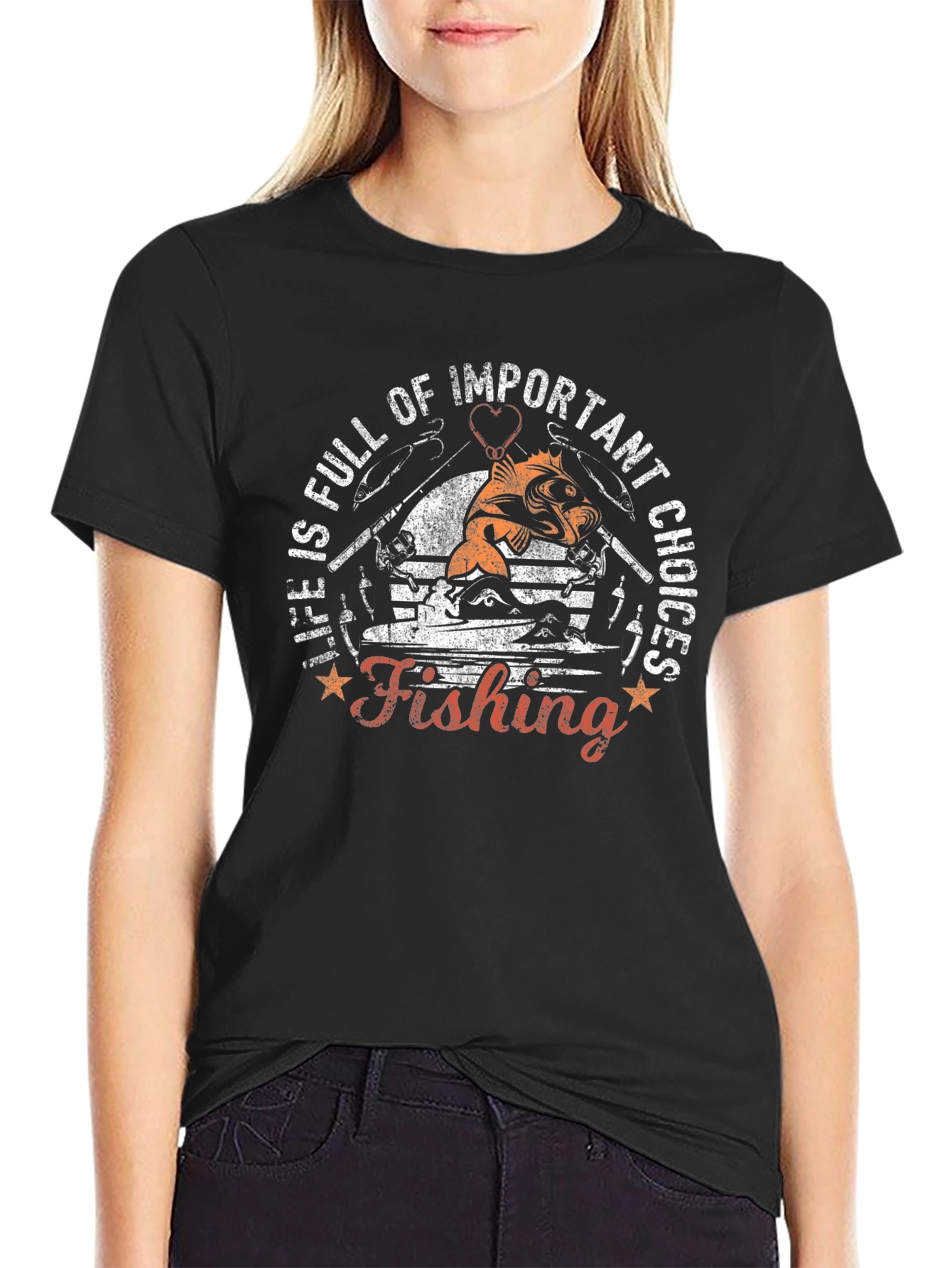 Fishing Life Choices Graphic Tee - Black Cotton T-Shirt