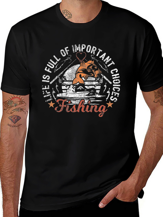 Fishing Life Choices Graphic Tee - Black Cotton T-Shirt