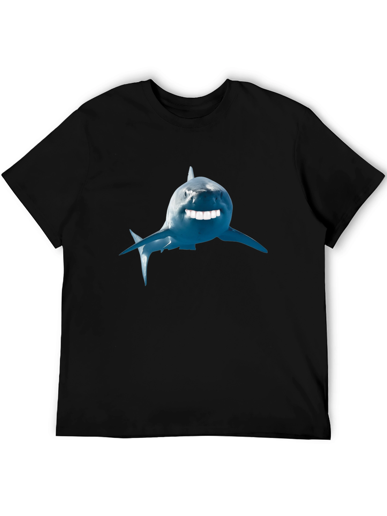 Funny Shark Graphic Tee - Black Cotton T-Shirt