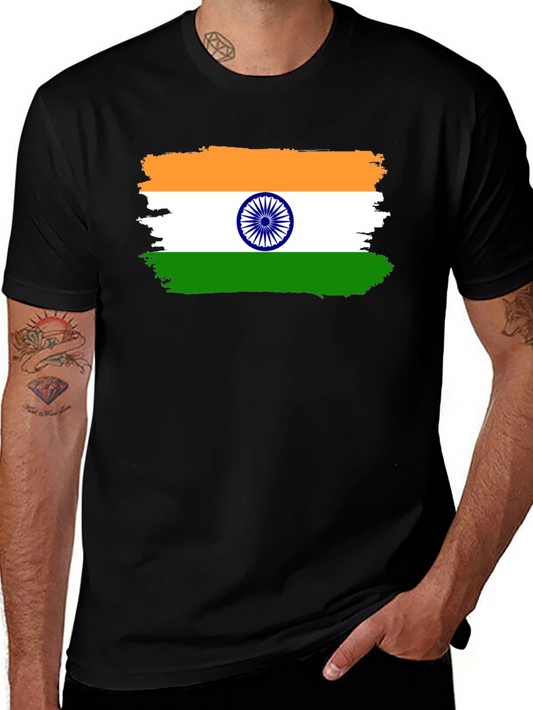 India Flag T-Shirt - Black Cotton Tee