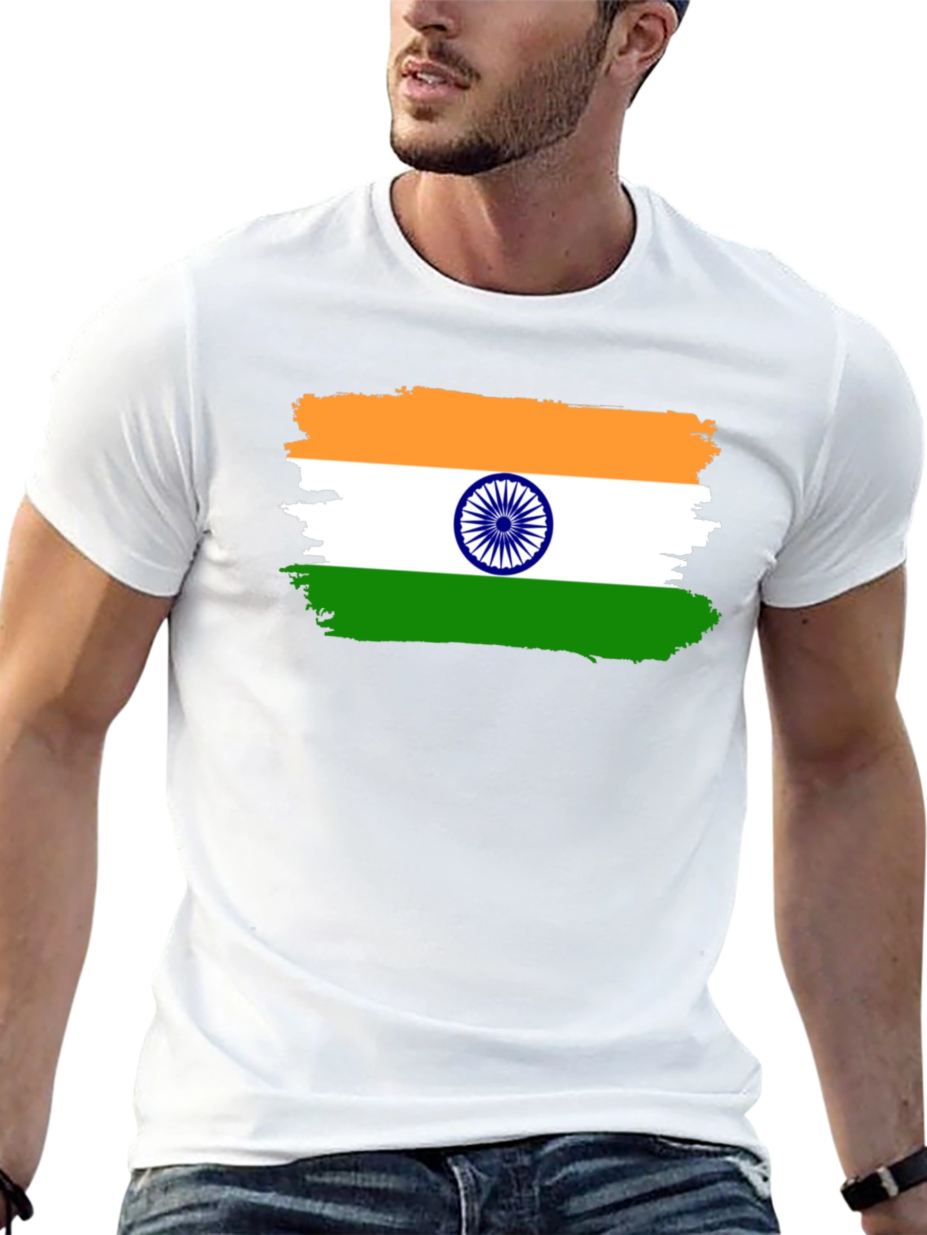 India Flag T-Shirt - Black Cotton Tee