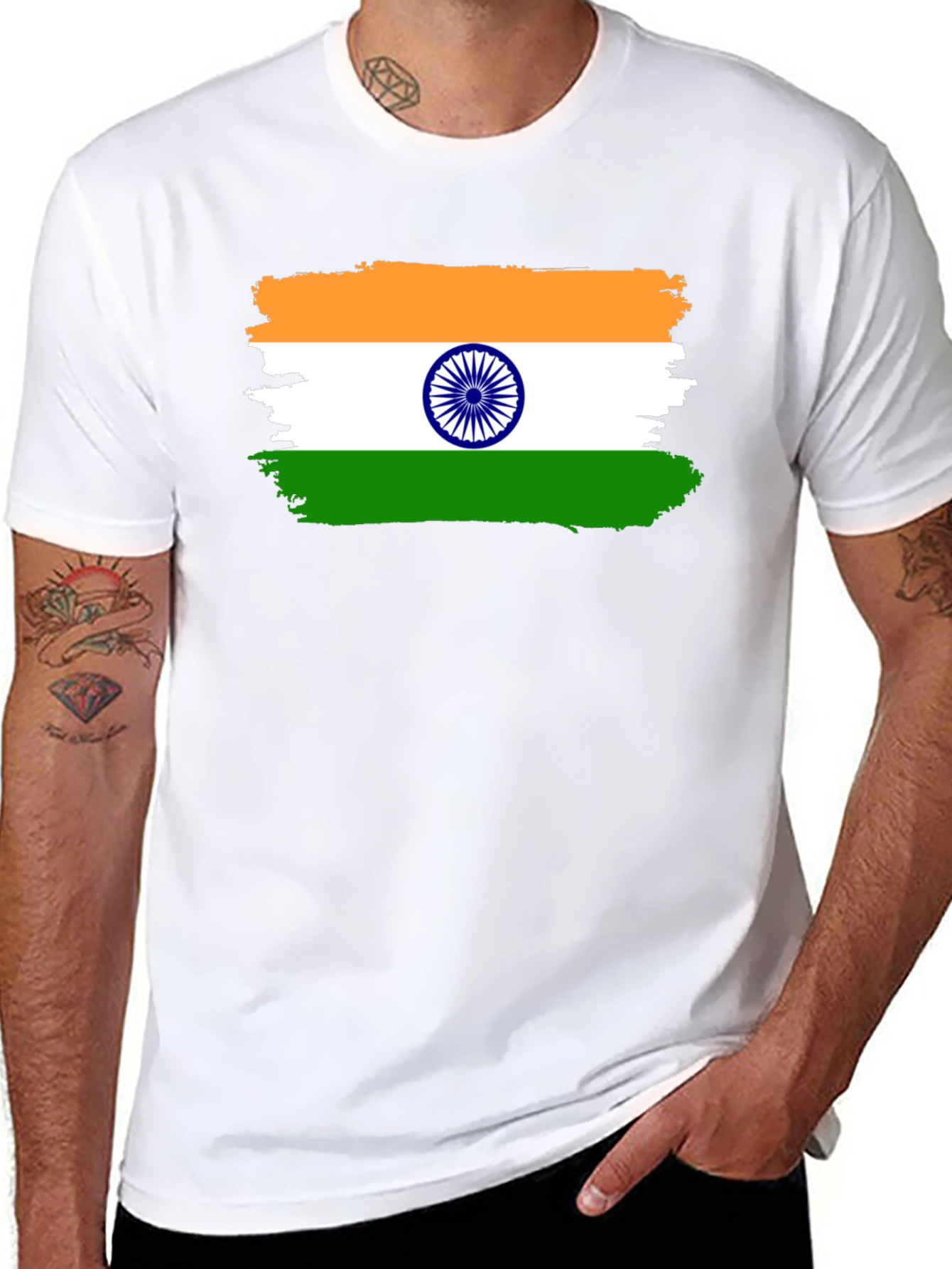 India Flag T-Shirt - Black Cotton Tee