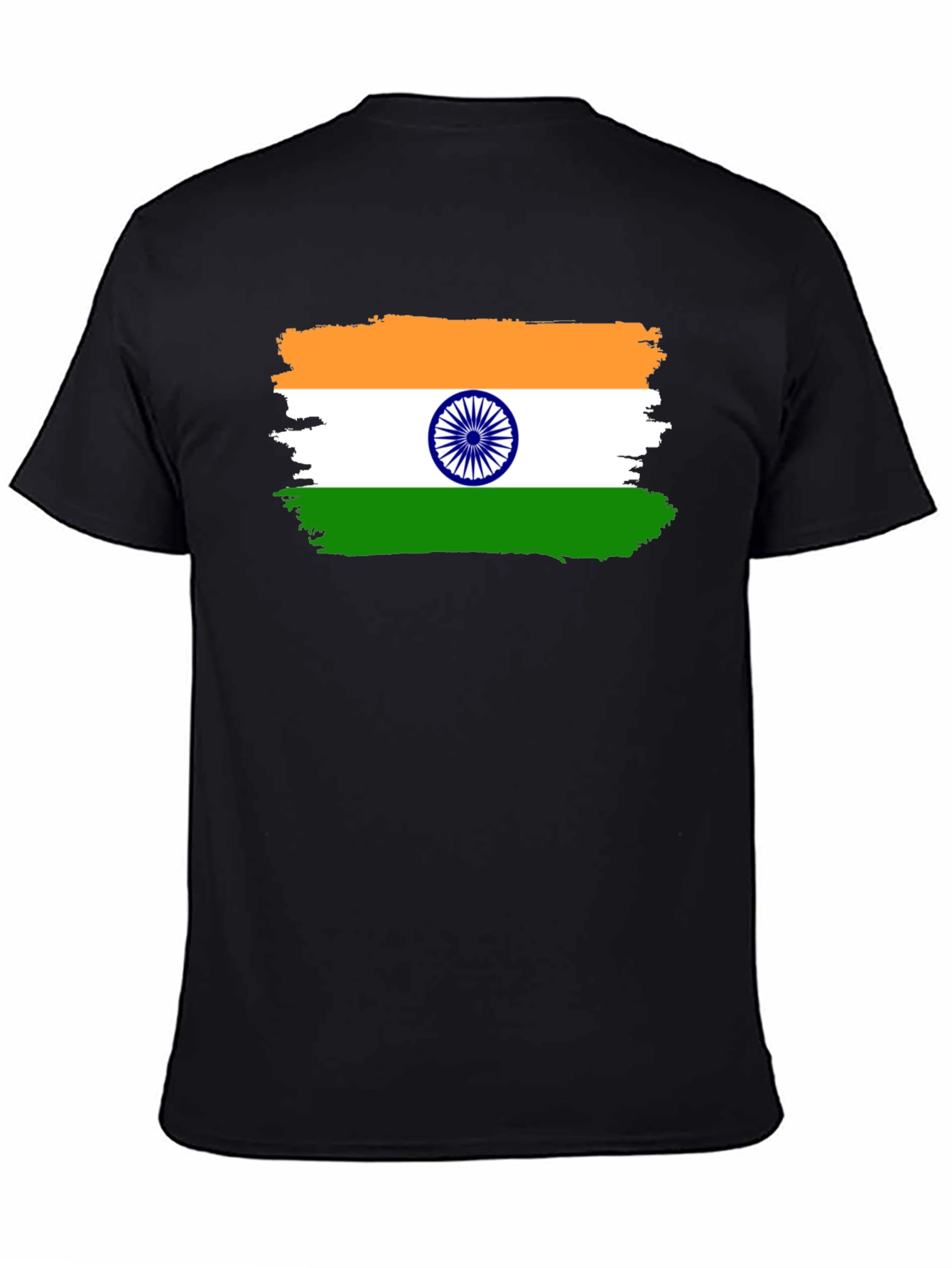 India Flag T-Shirt - Black Cotton Tee