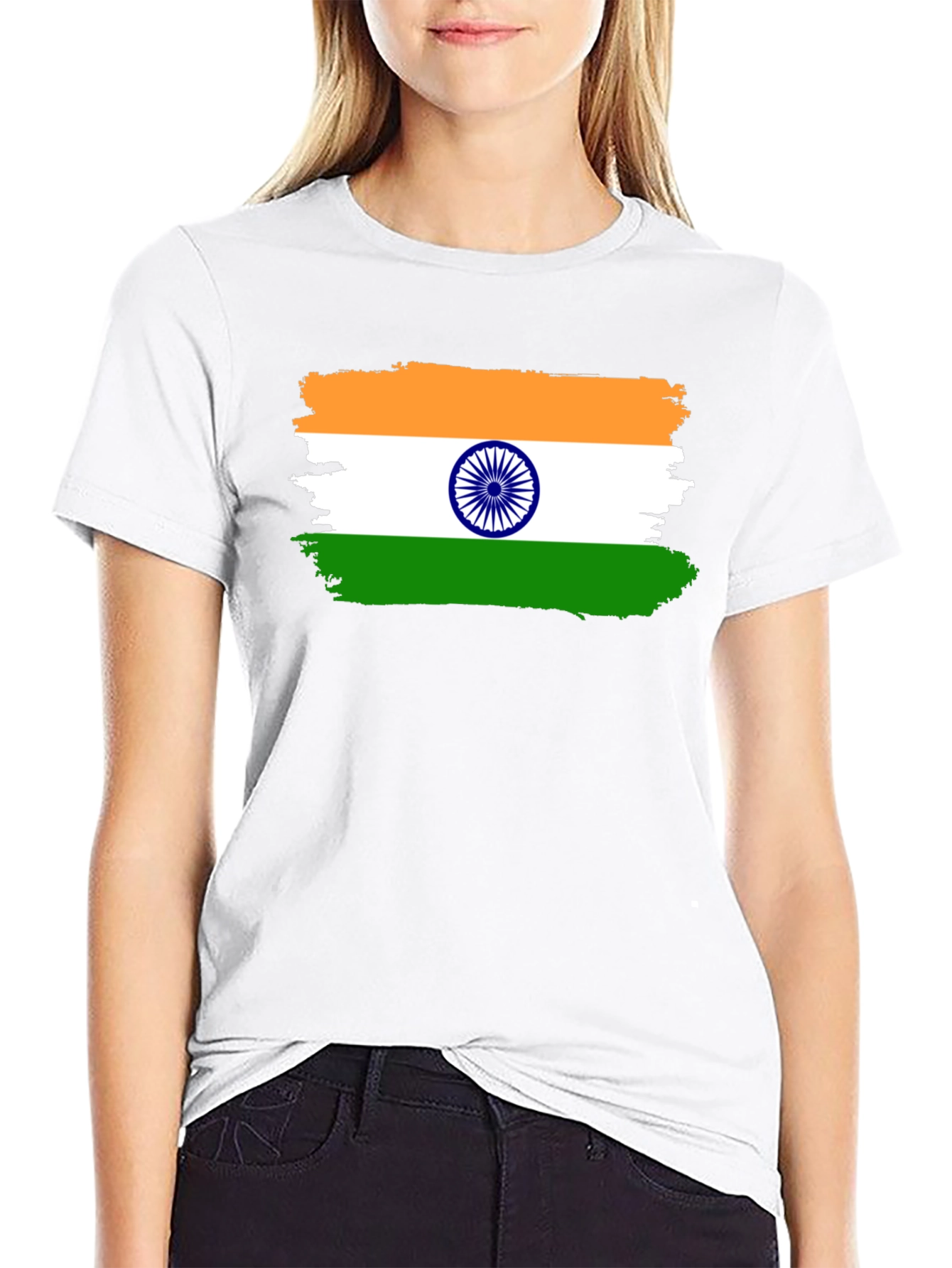 India Flag T-Shirt - Black Cotton Tee