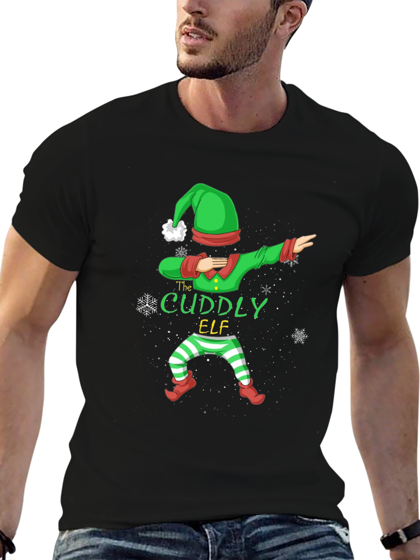 Cuddly Elf Dabbing Christmas T-Shirt