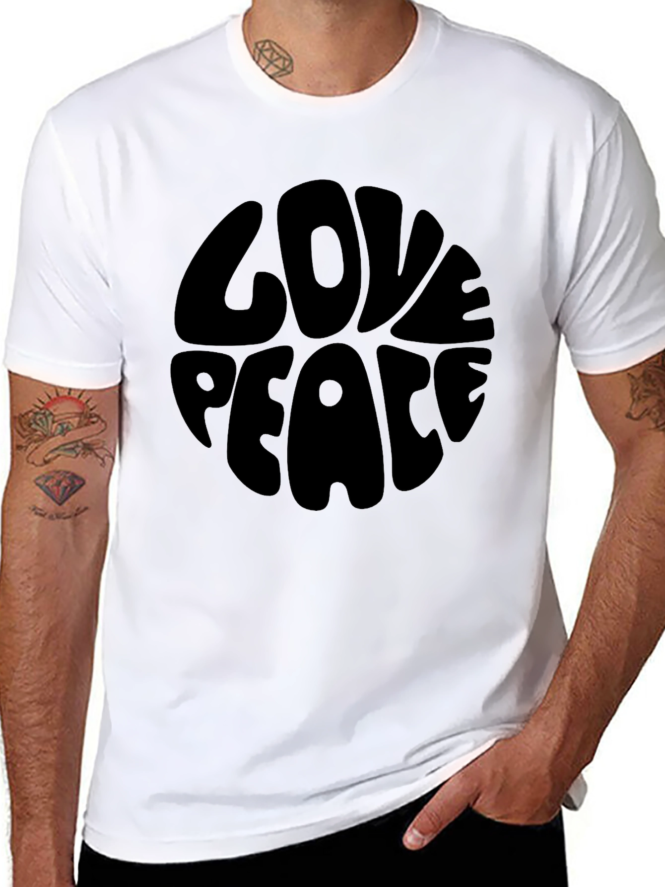Love Peace Graphic T-Shirt - Black